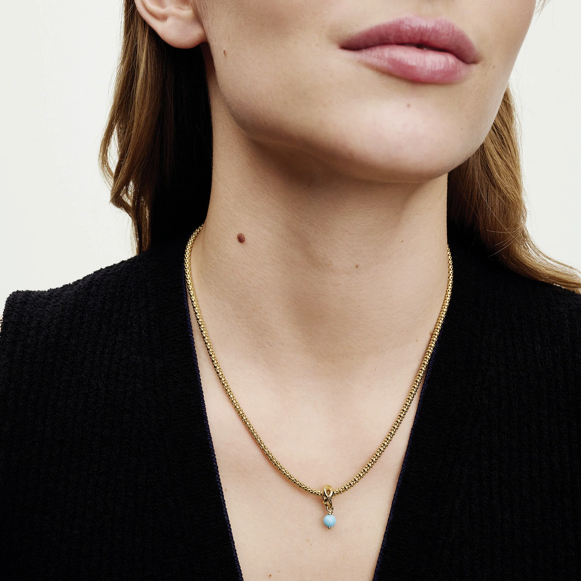 14K Gold-Plated Dangle With Capri Blue Crystal - Image 4