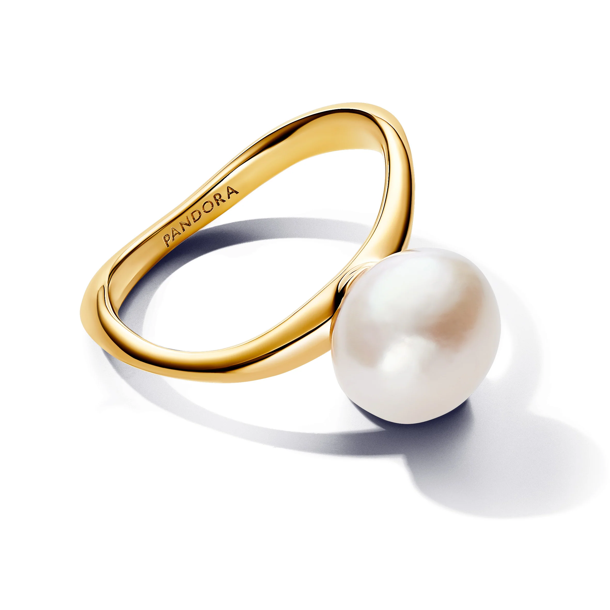 14K Gold-Plated Ring With Baroque White Treated Freshwater Cultured Pearl - Image 3