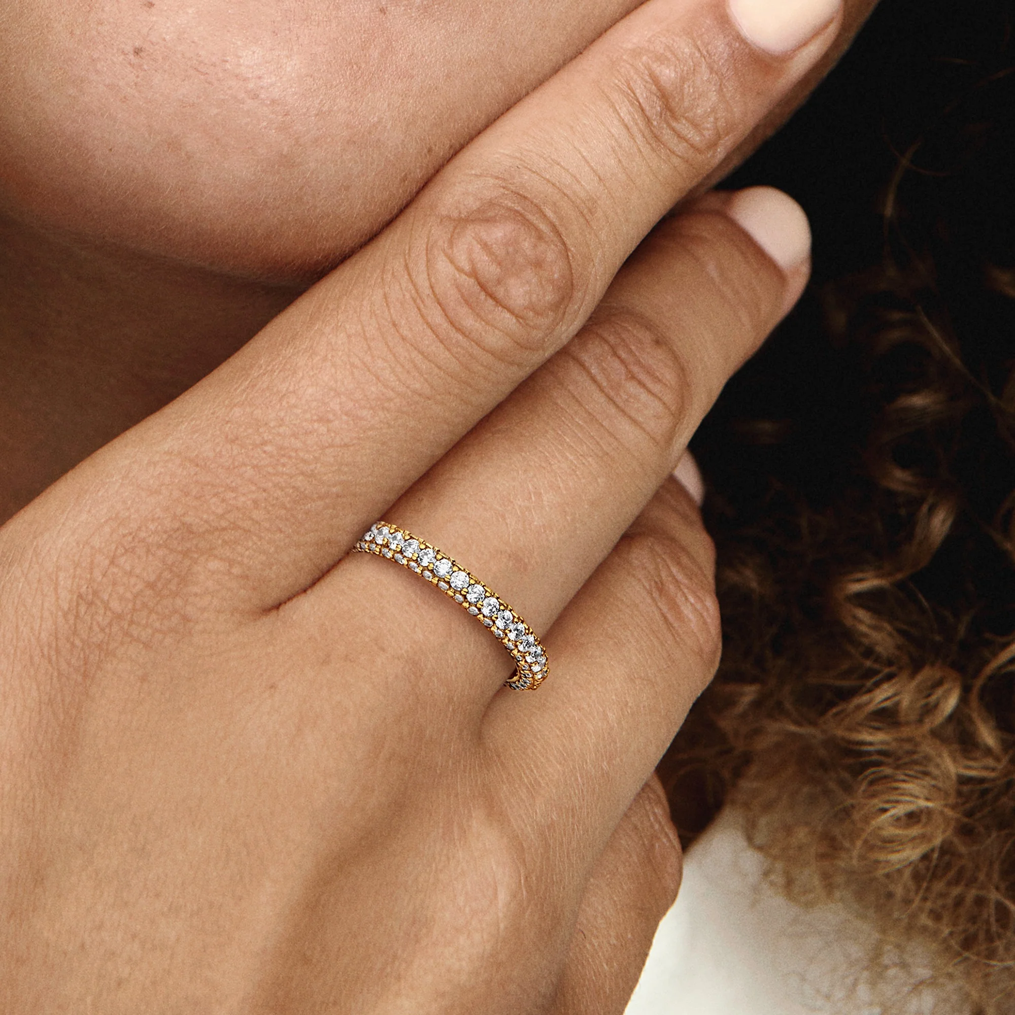 14K Gold-Plated Ring With Clear Cubic Zirconia - Image 2
