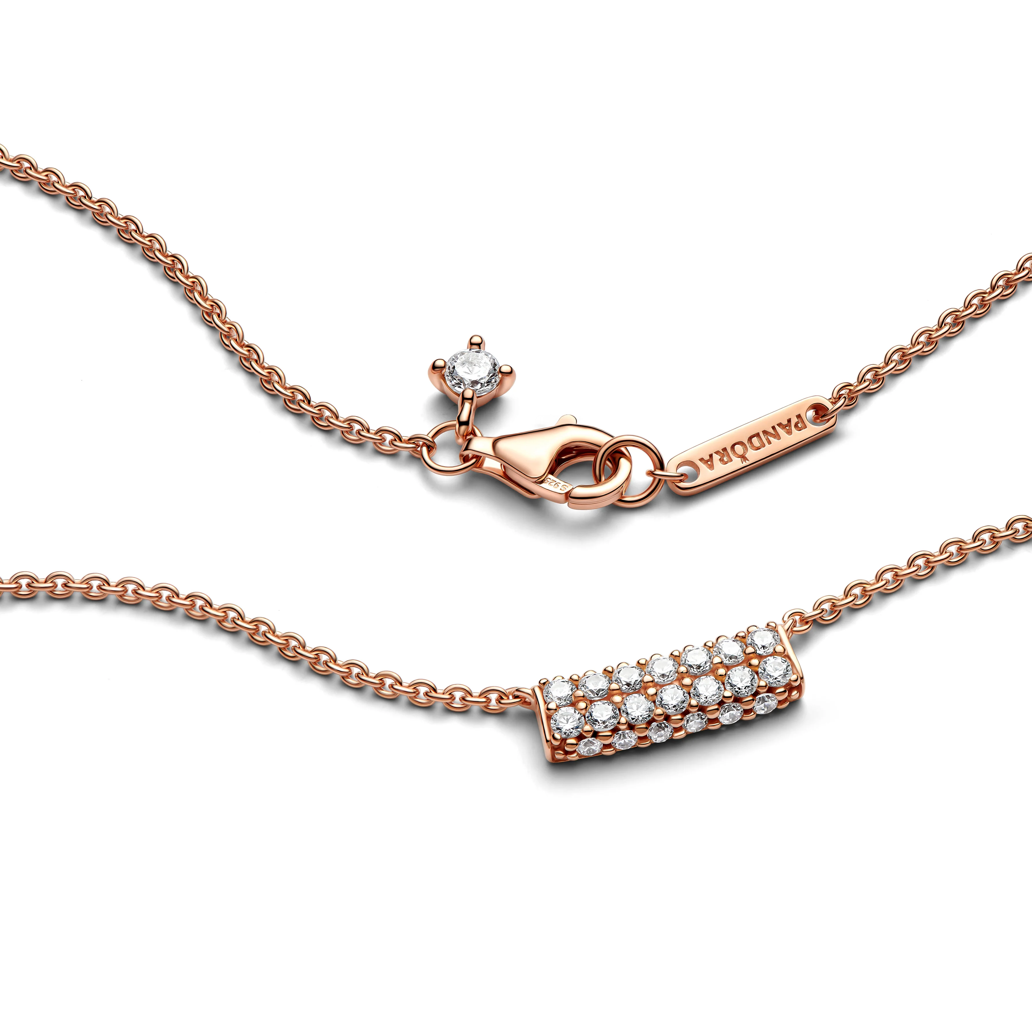 14K Rose Gold-Plated Necklace With Clear Cubic Zirconia - Image 4