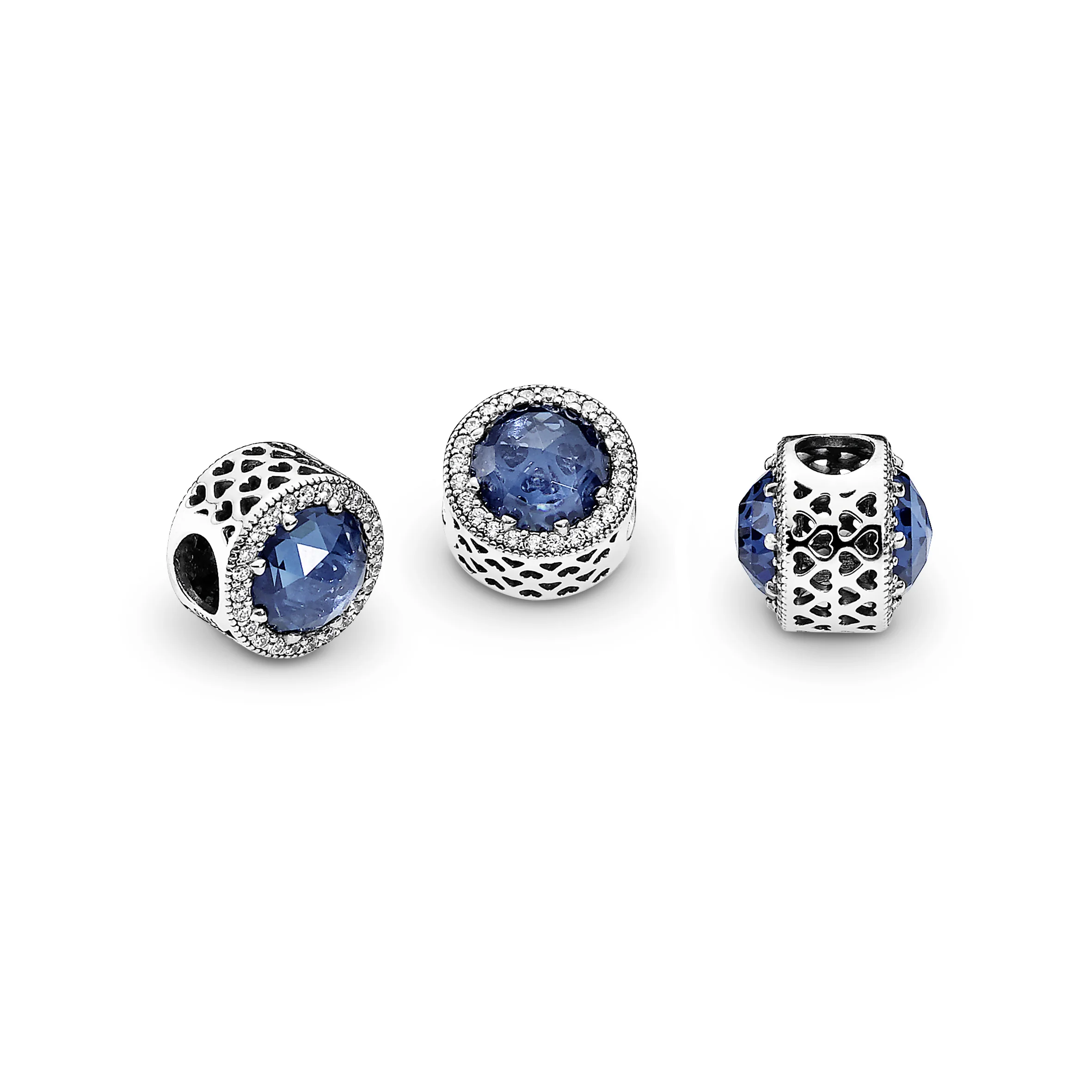 Abstract Silver Charm With Moonlight Blue Crystal And Clear Cubic Zirconia - Image 5