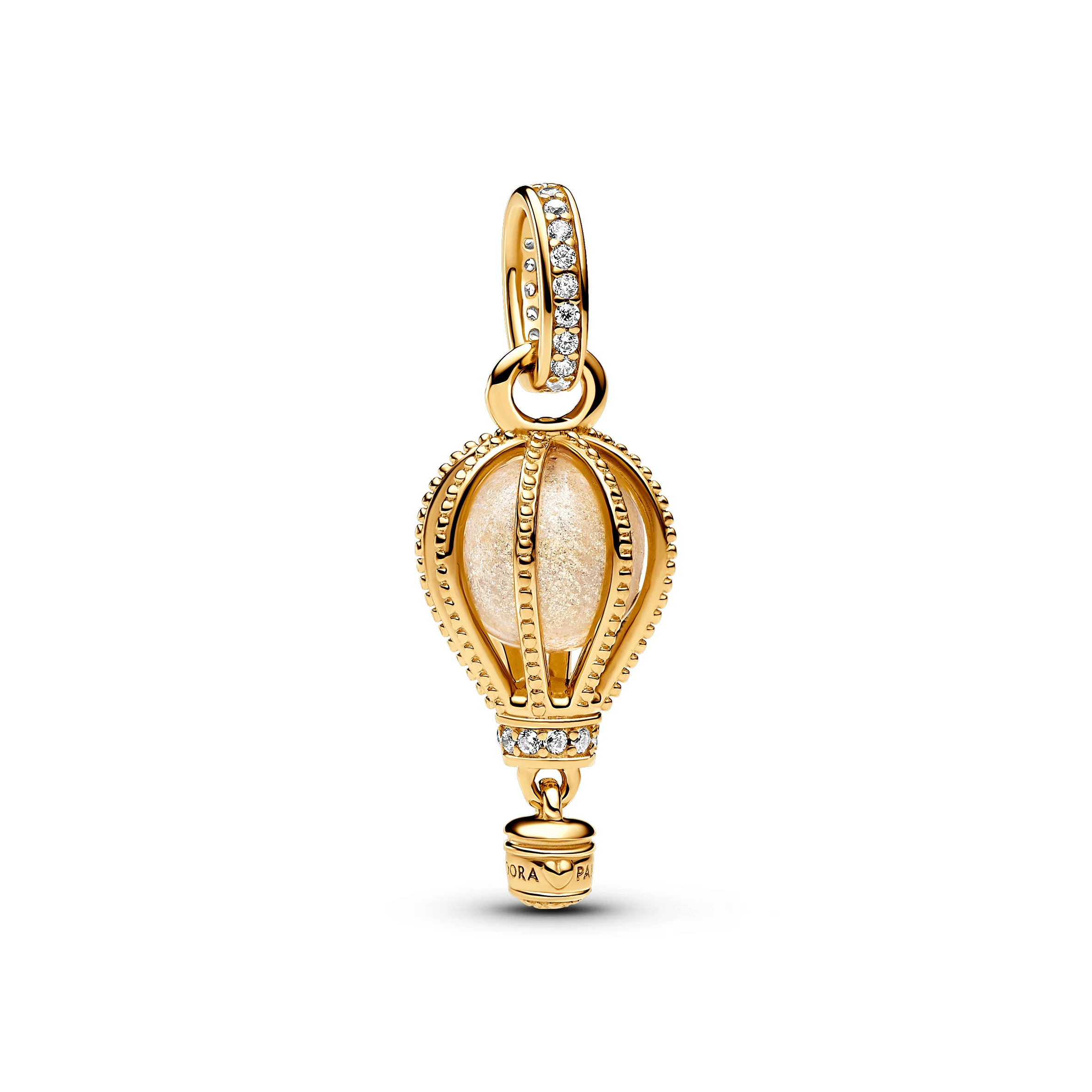 Air Balloon 14K Gold-Plated Dangle With Glittery Transparent Murano Glass And Clear Cubic Zirconia