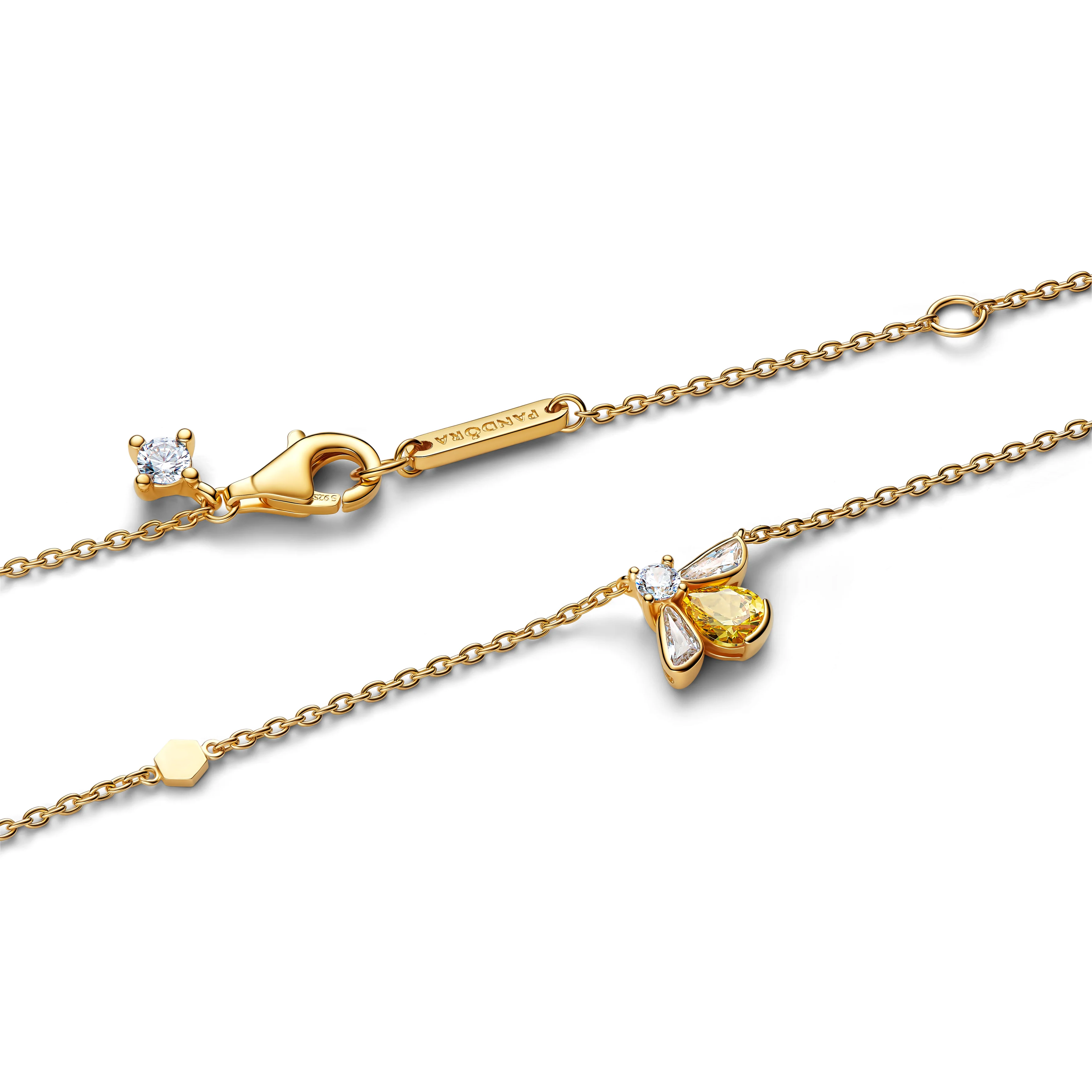 Bee 14K Gold-Plated Collier With Vibrant Yellow And Clear Cubic Zirconia - Image 3