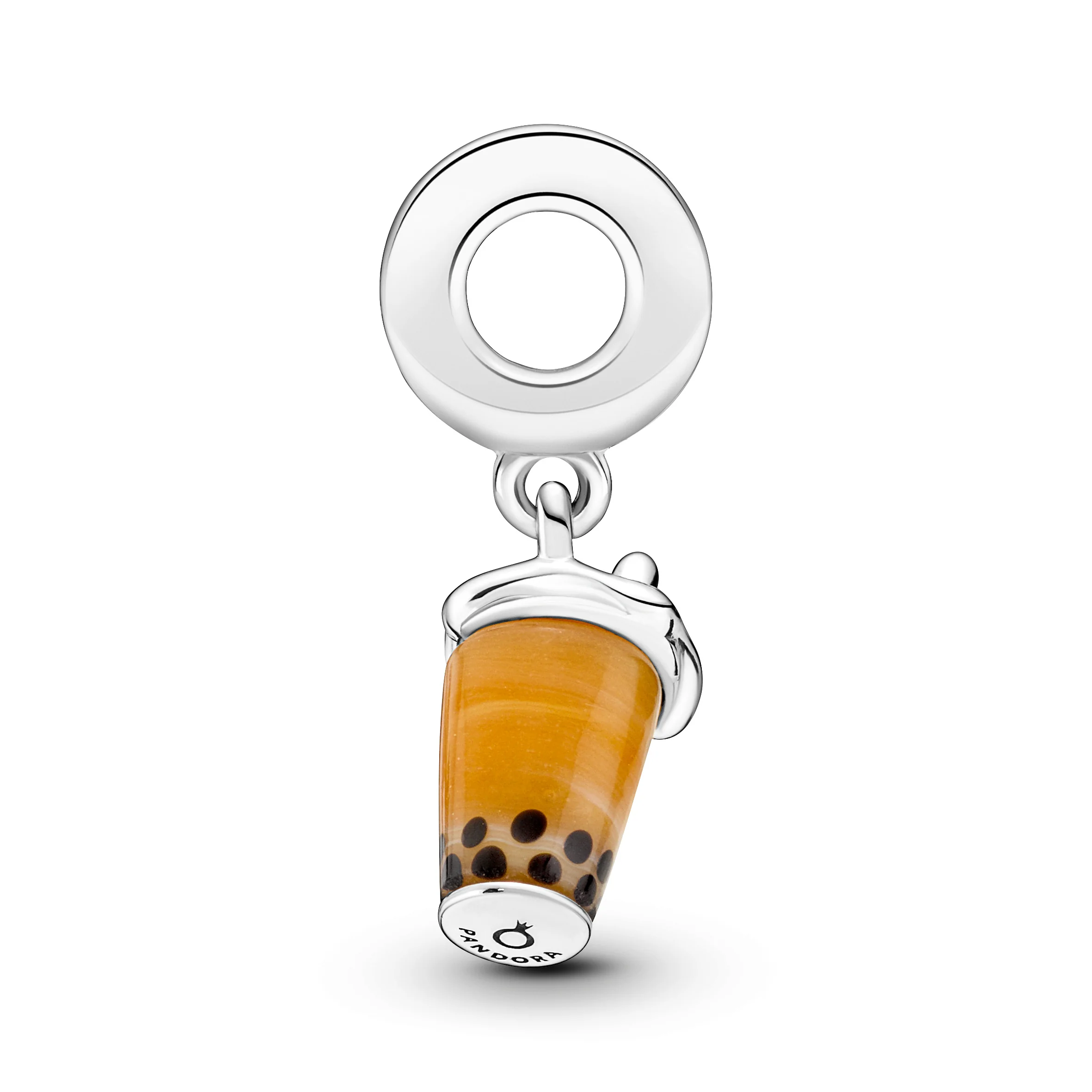 Bubble Tea Sterling Silver Dangle With Brown And Black Murano Glass - Image 3