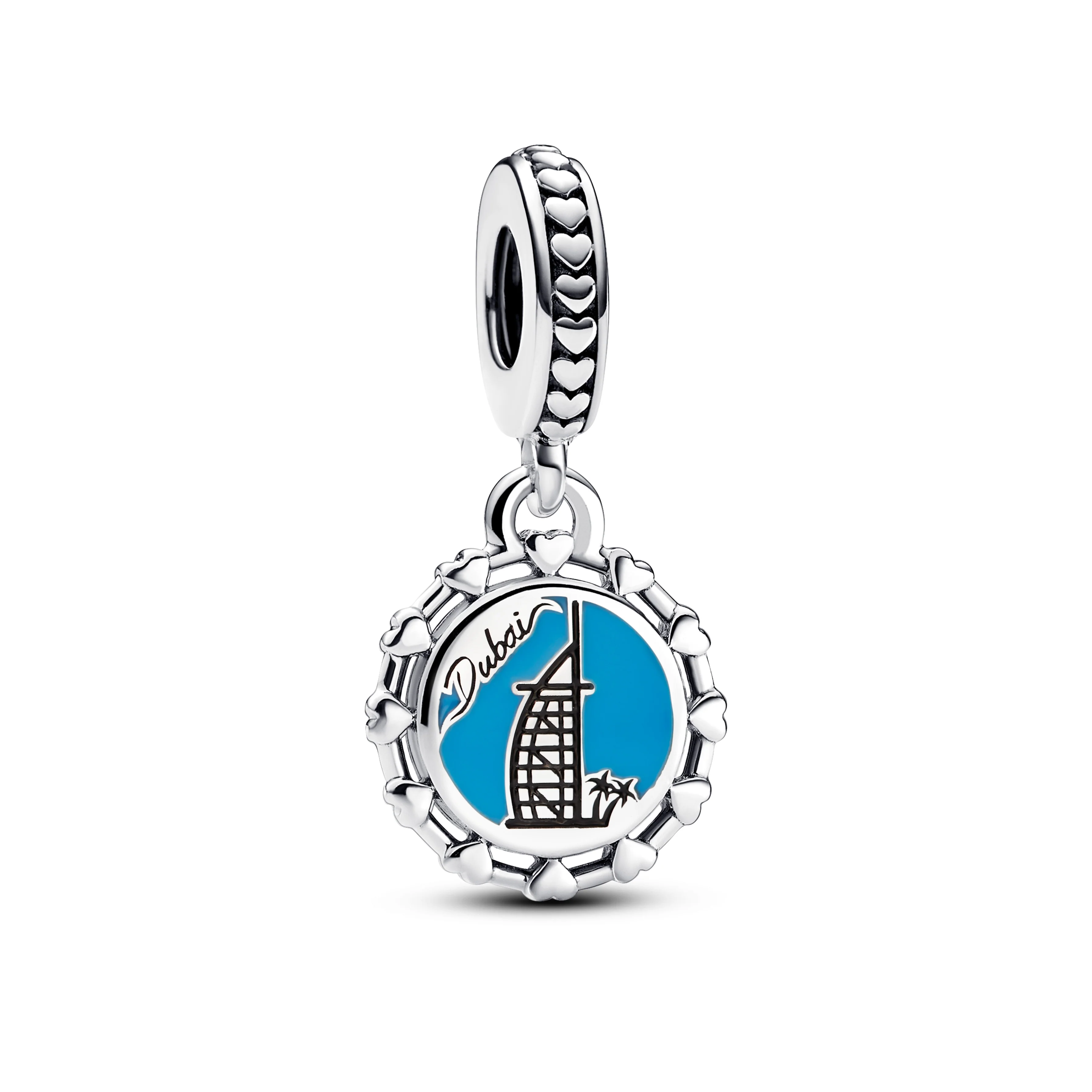 Burj Al Arab Sterling Silver Dangle With Blue And Black Enamel