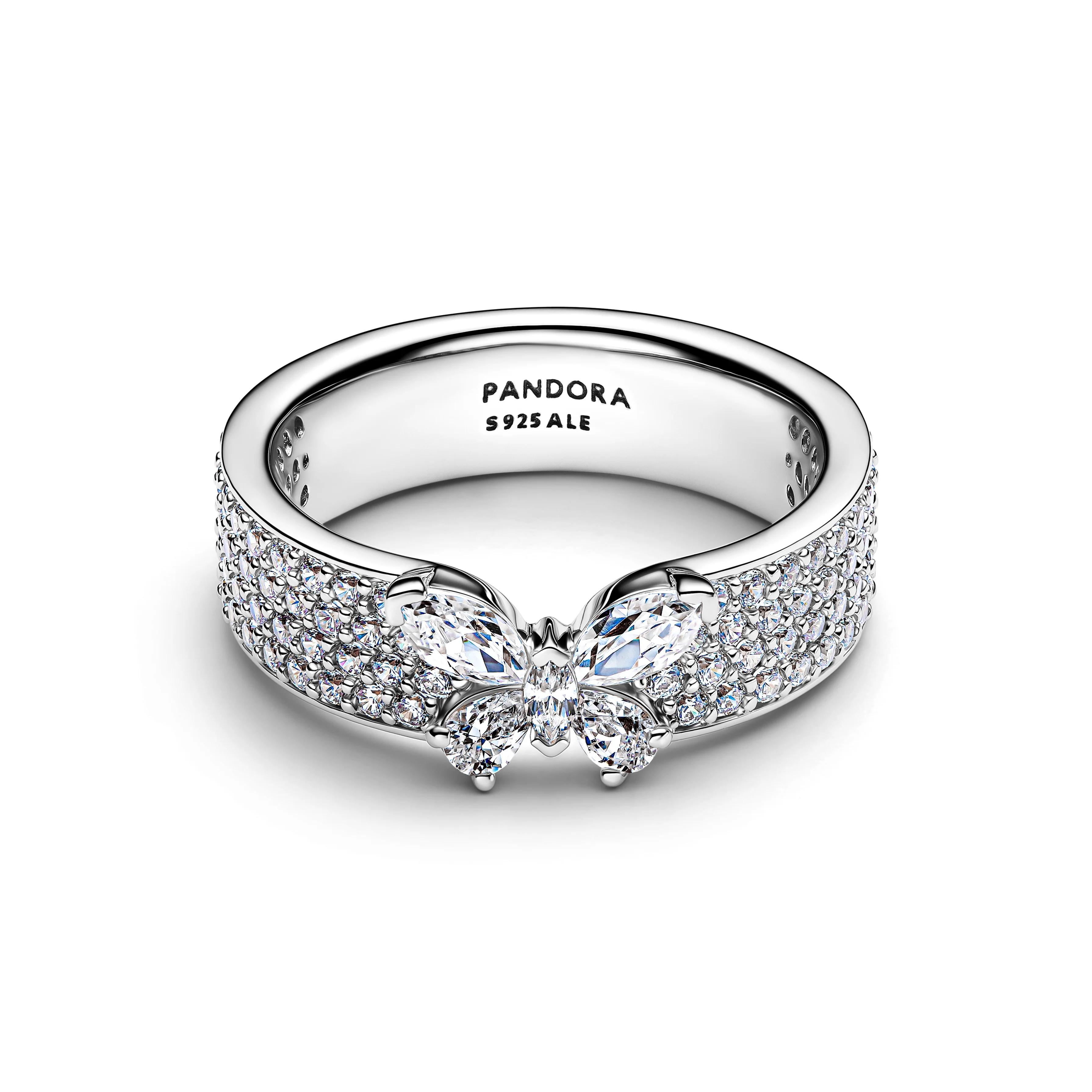 Butterfly Sterling Silver Ring With Clear Cubic Zirconia
