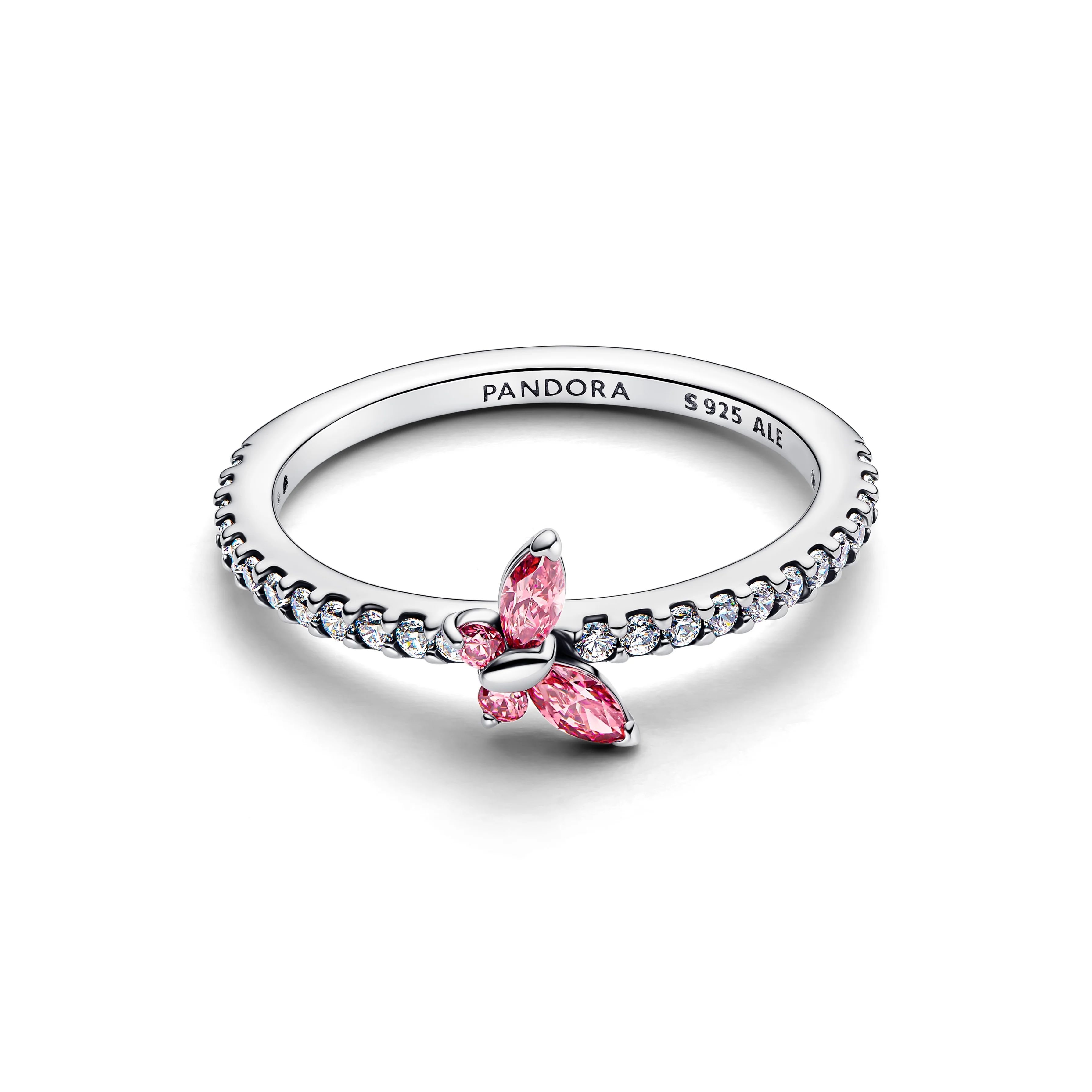 Butterfly Sterling Silver Ring With Fancy Pink And Clear Cubic Zirconia - Image 5