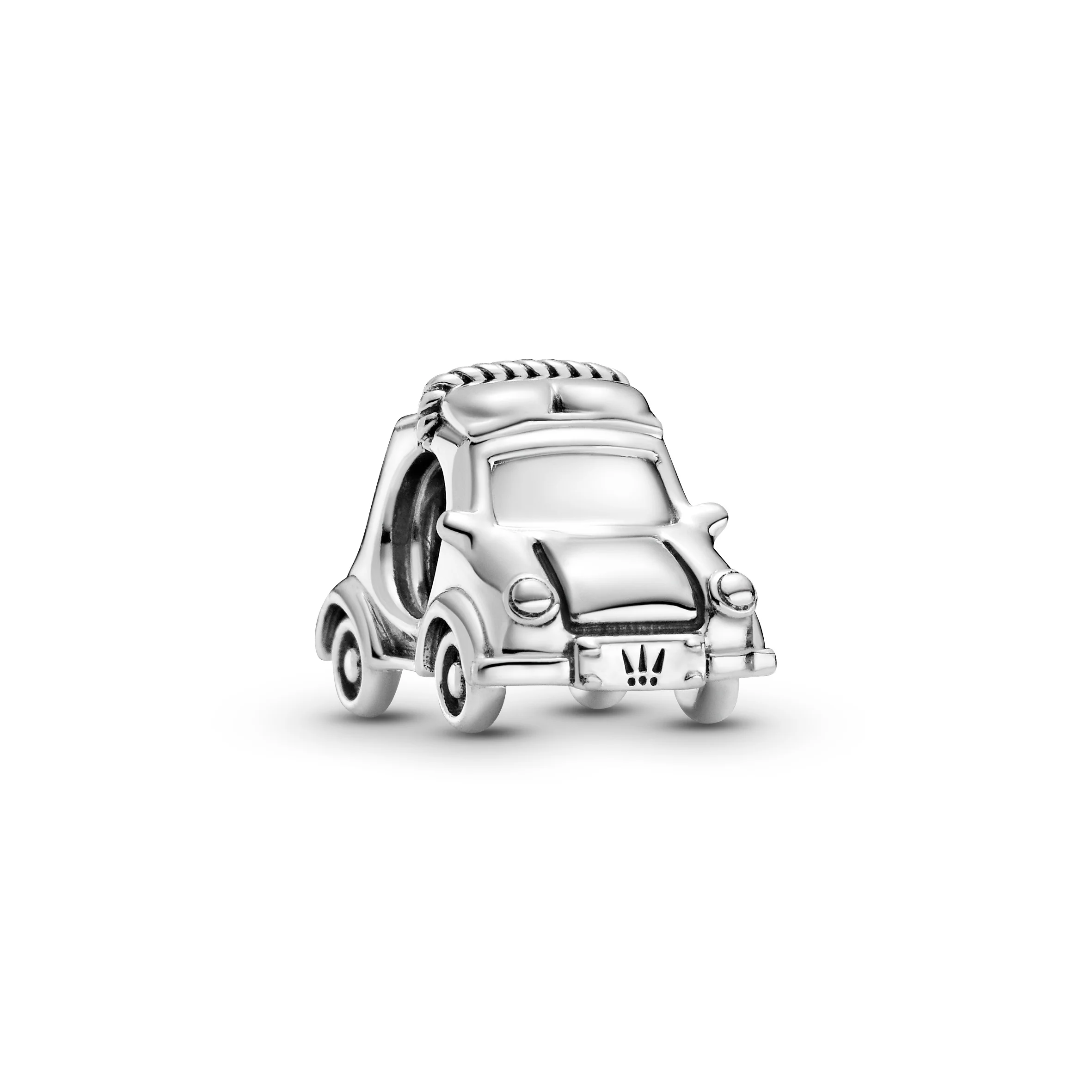 Car Sterling Silver Charm With Red Enamel