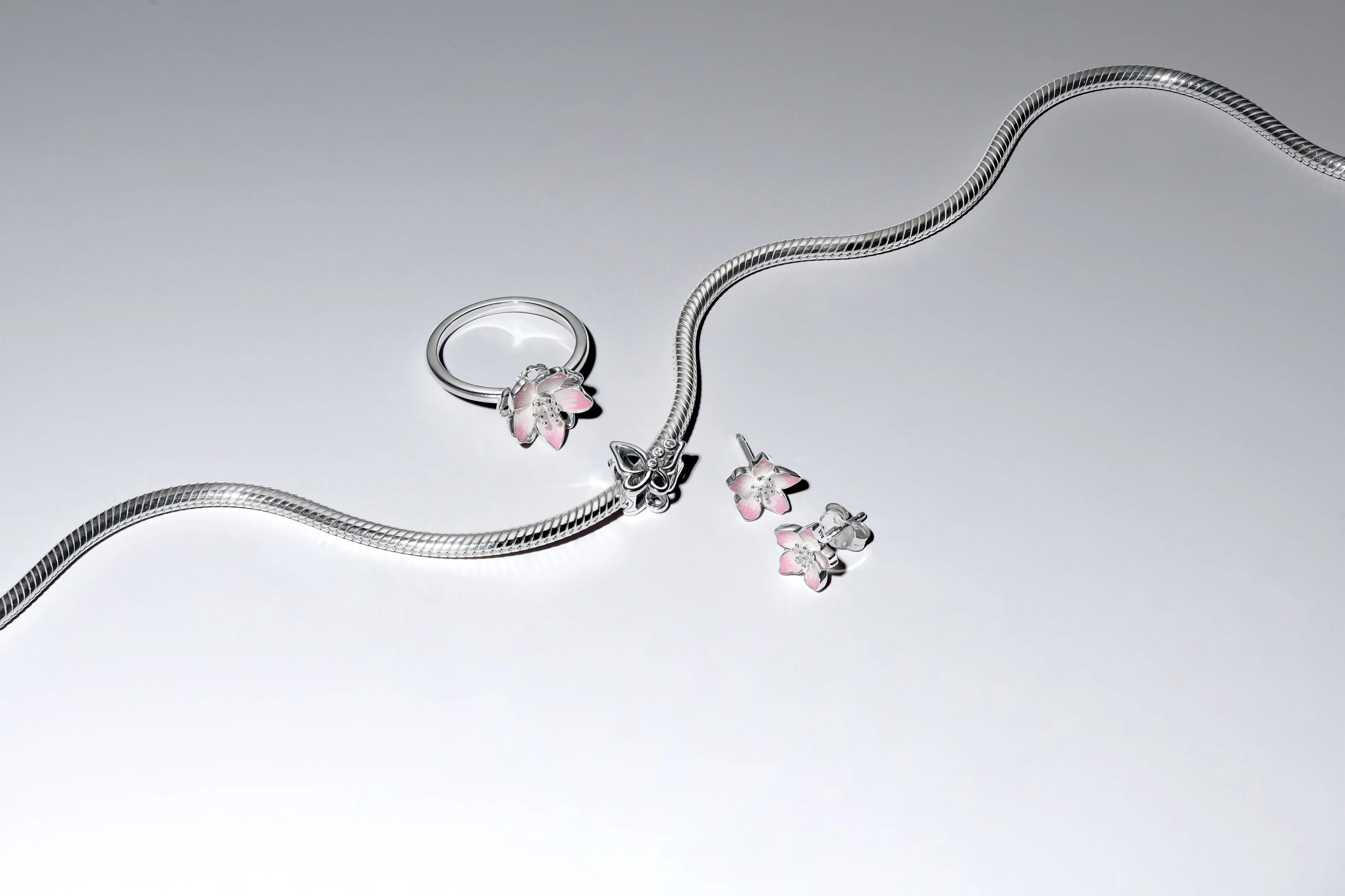 Cherry Blossom Sterling Silver Ring With Shaded Pink Enamel - Image 5