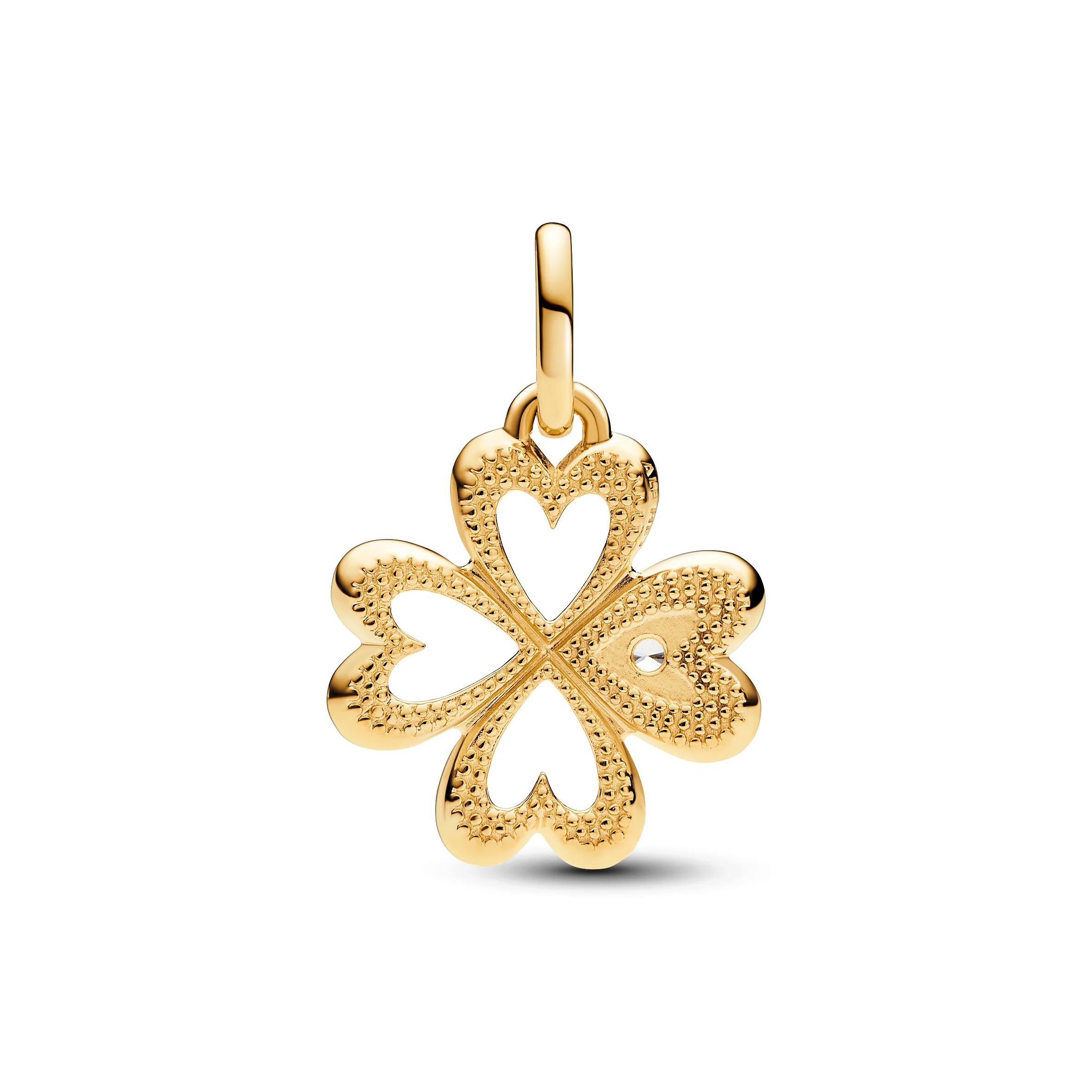 Clover 14K Gold-Plated Medallion With Clear Cubic Zirconia - Image 4