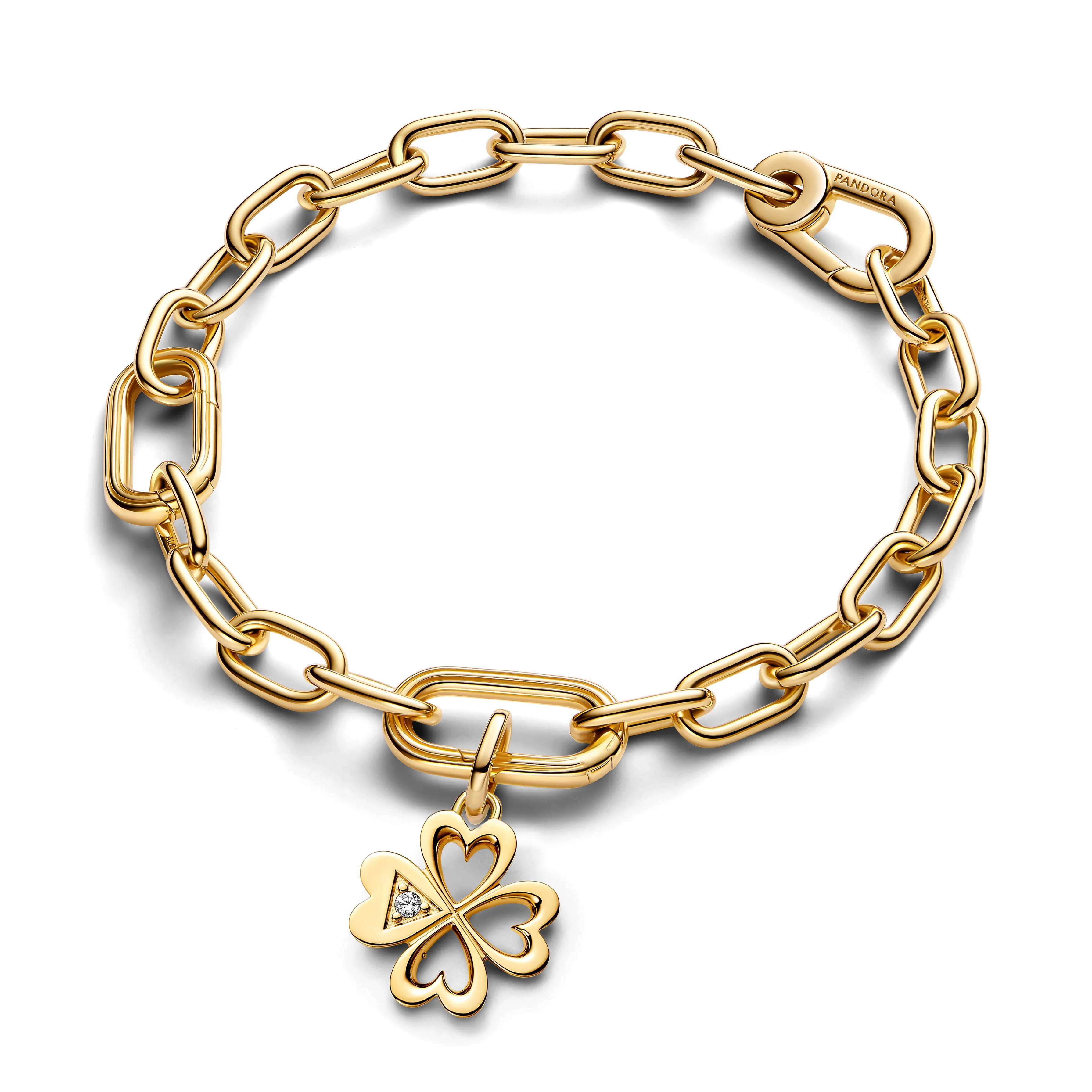 Clover 14K Gold-Plated Medallion With Clear Cubic Zirconia - Image 5