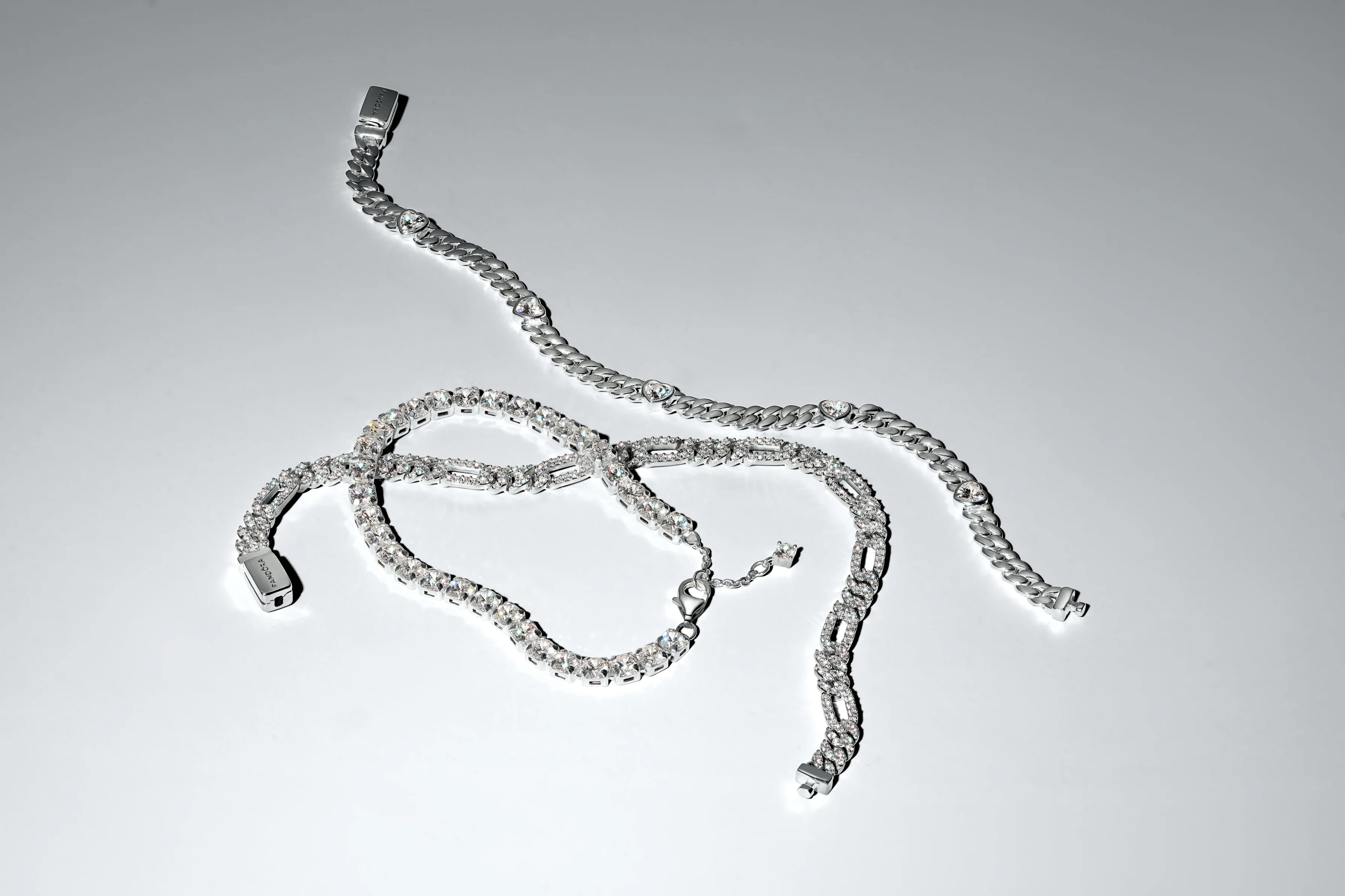 Cuban Chain Sterling Silver Bracelet With Clear Cubic Zirconia - Image 4