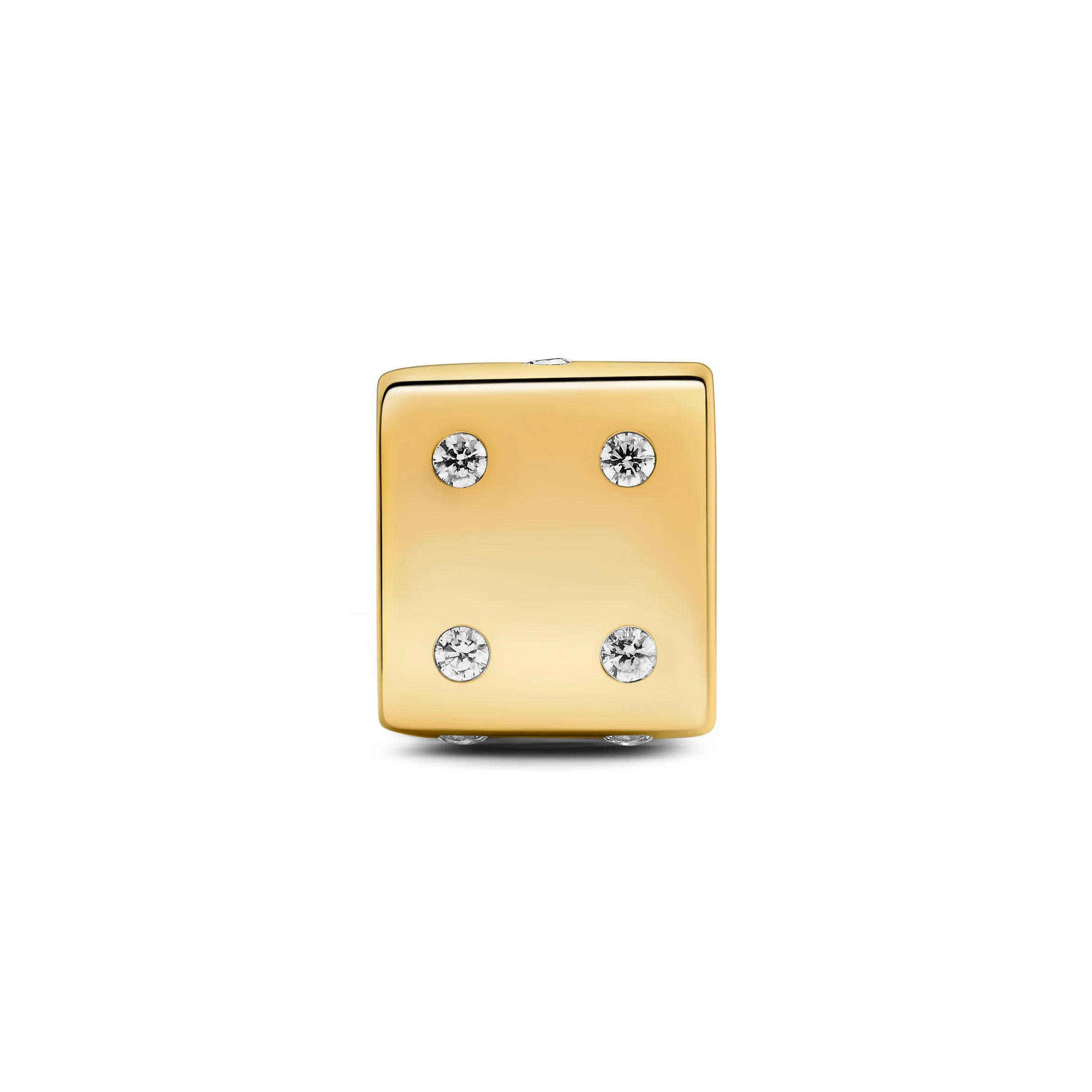 Dice 14K Gold-Plated Charm With Clear Cubic Zirconia - Image 3