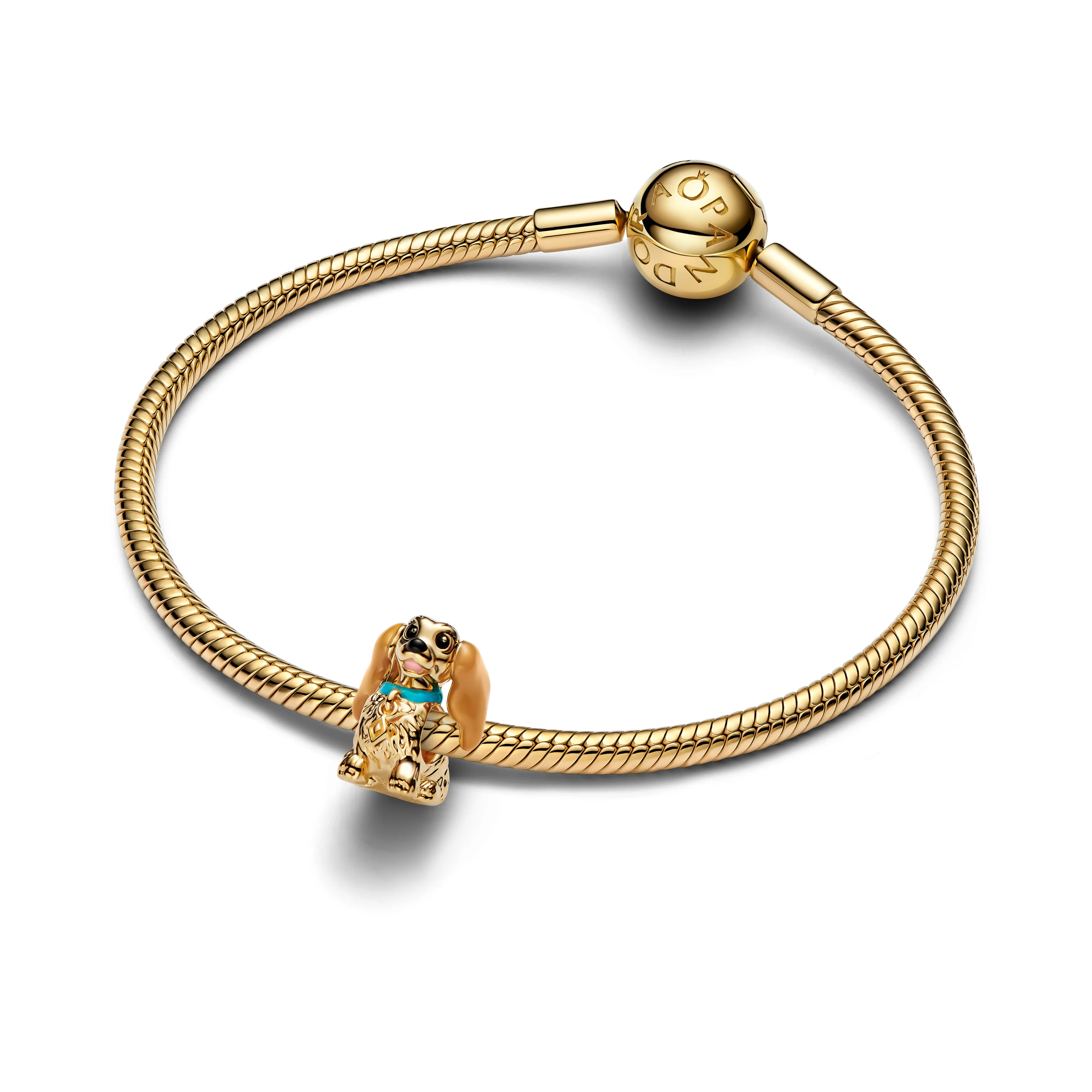 Disney Lady 14K Gold-Plated Charm Black, Pink, Brown And Blue Enamel - Image 3