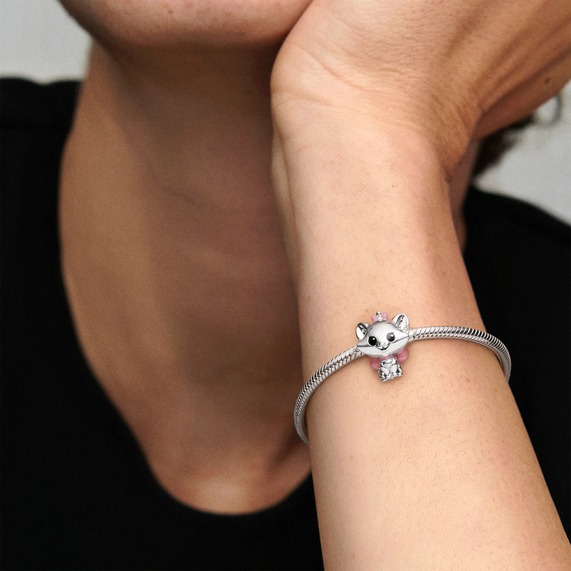 Disney Marie Sterling Silver Charm With Black And Pink Enamel - Image 2