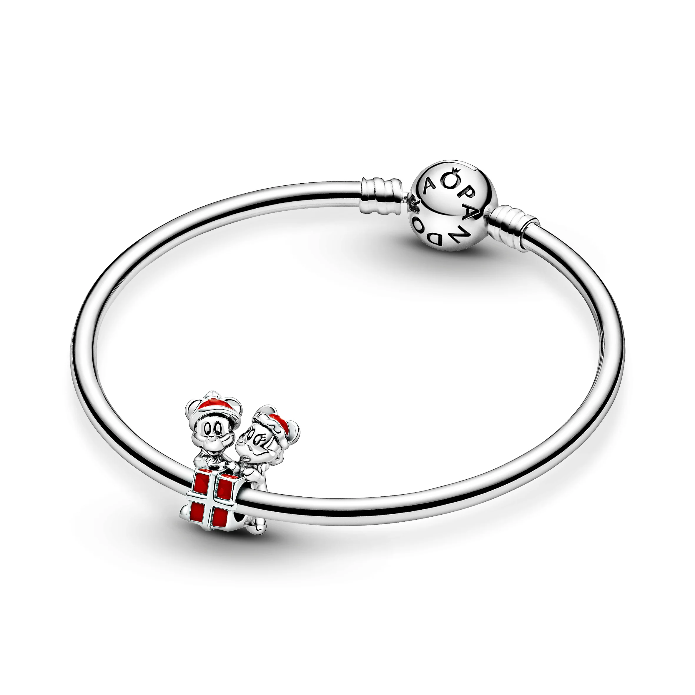 Disney Mickey, Minnie And Gift Box Sterling Silver Charm With Red Enamel - Image 4
