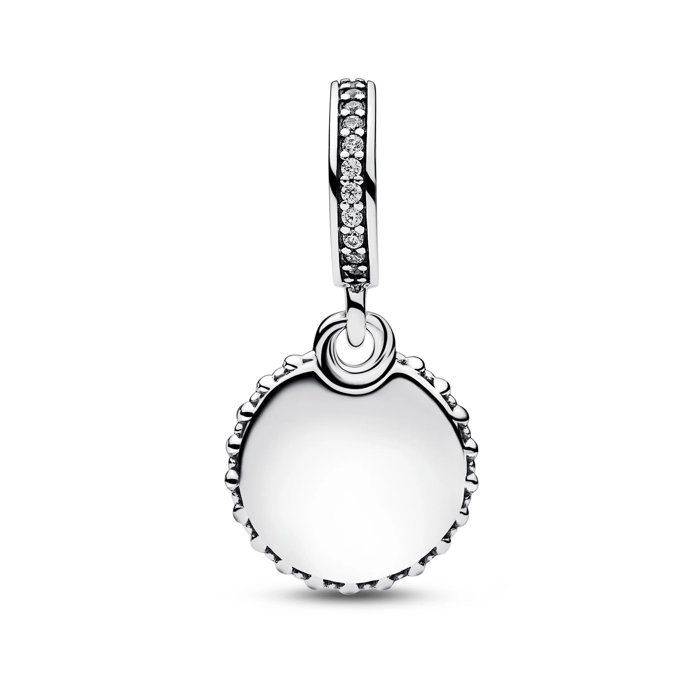Disney Parks Engravable Sterling Silver Dangle With Clear Cubic Zirconia