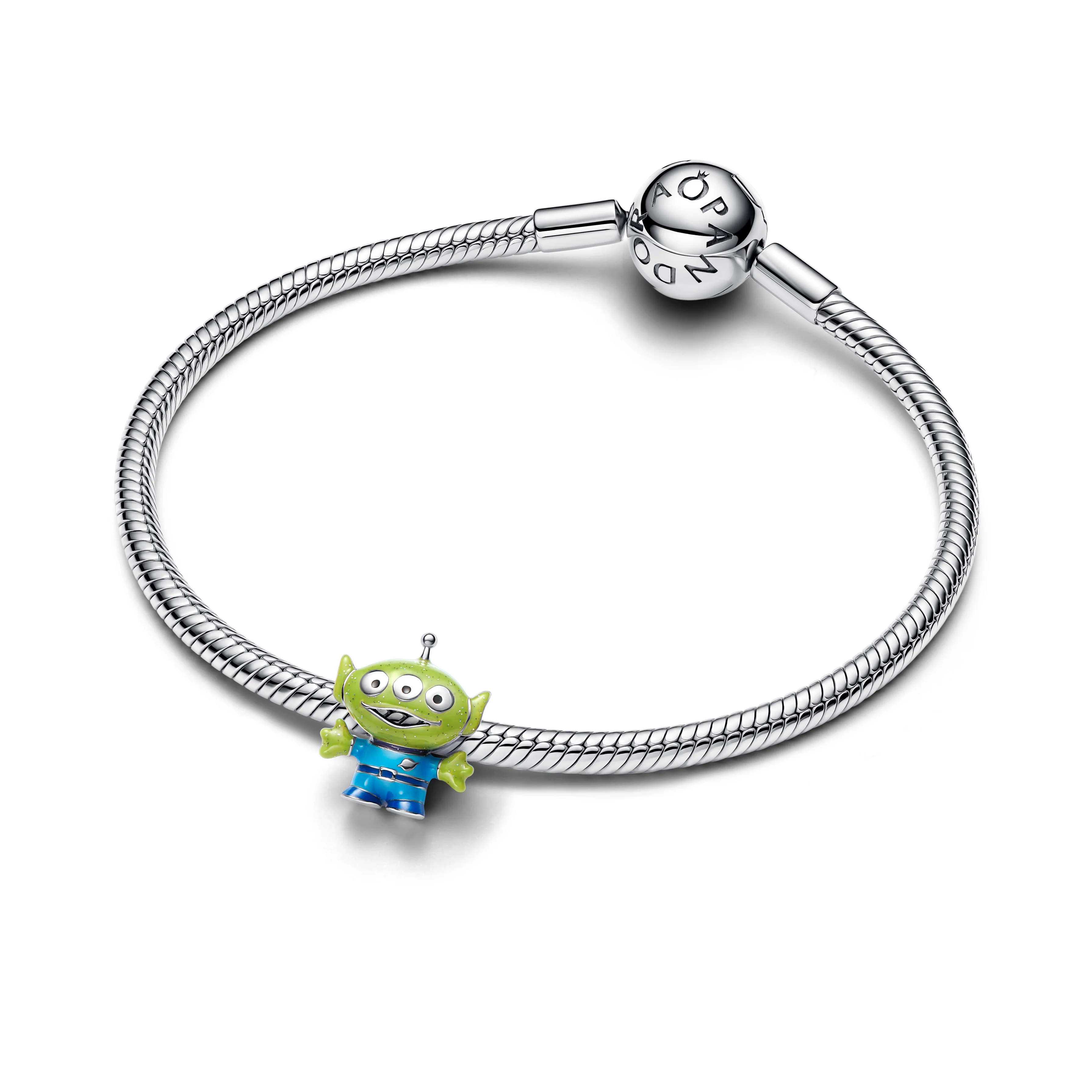 Disney Pixar Little Green Men Sterling Silver Charm With Black, Purple, Blue And Glittery Green Enamel - Image 6
