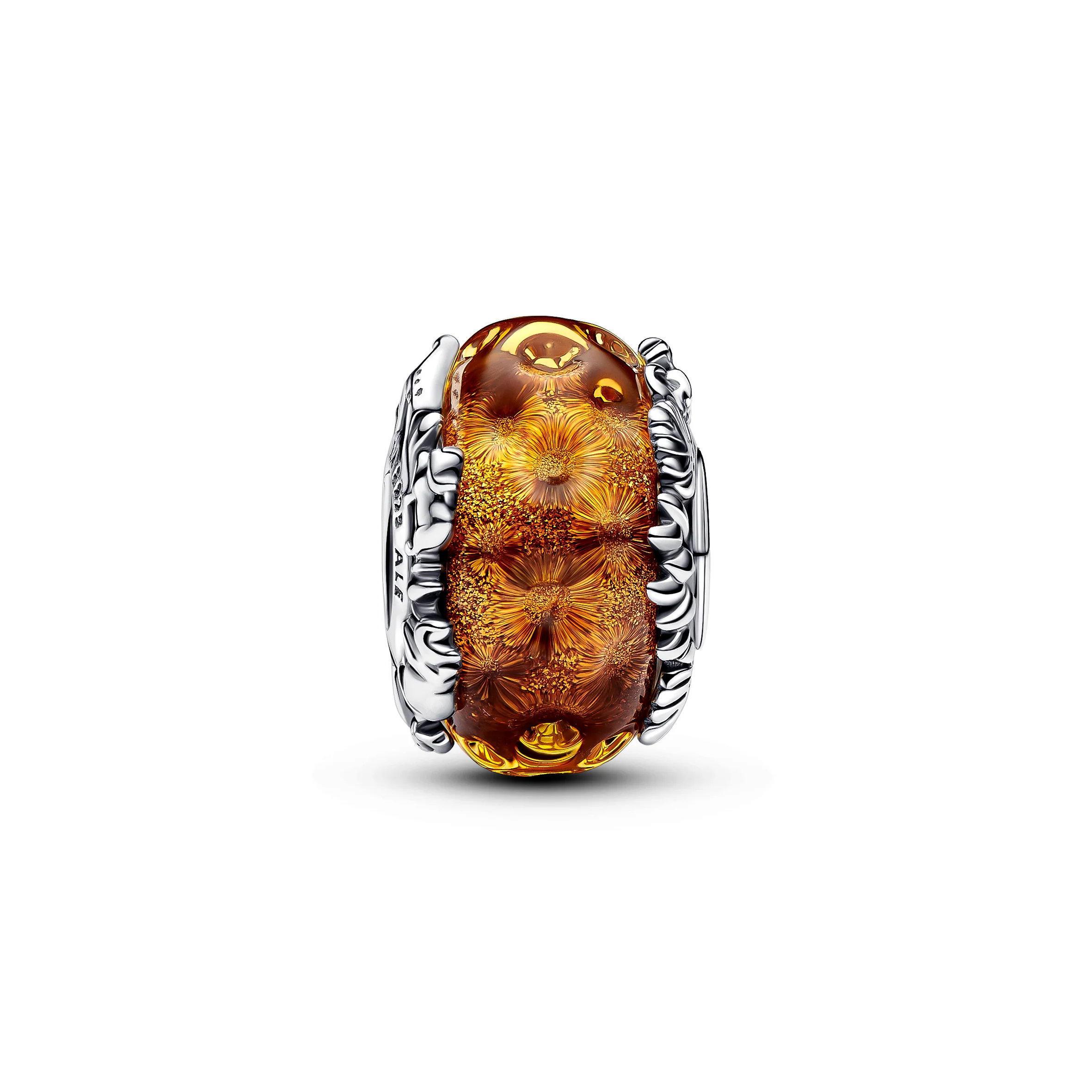 Disney The Lion King Sterling Silver Charm With Glitter Aventurine And Burnt Orange Murano Glass