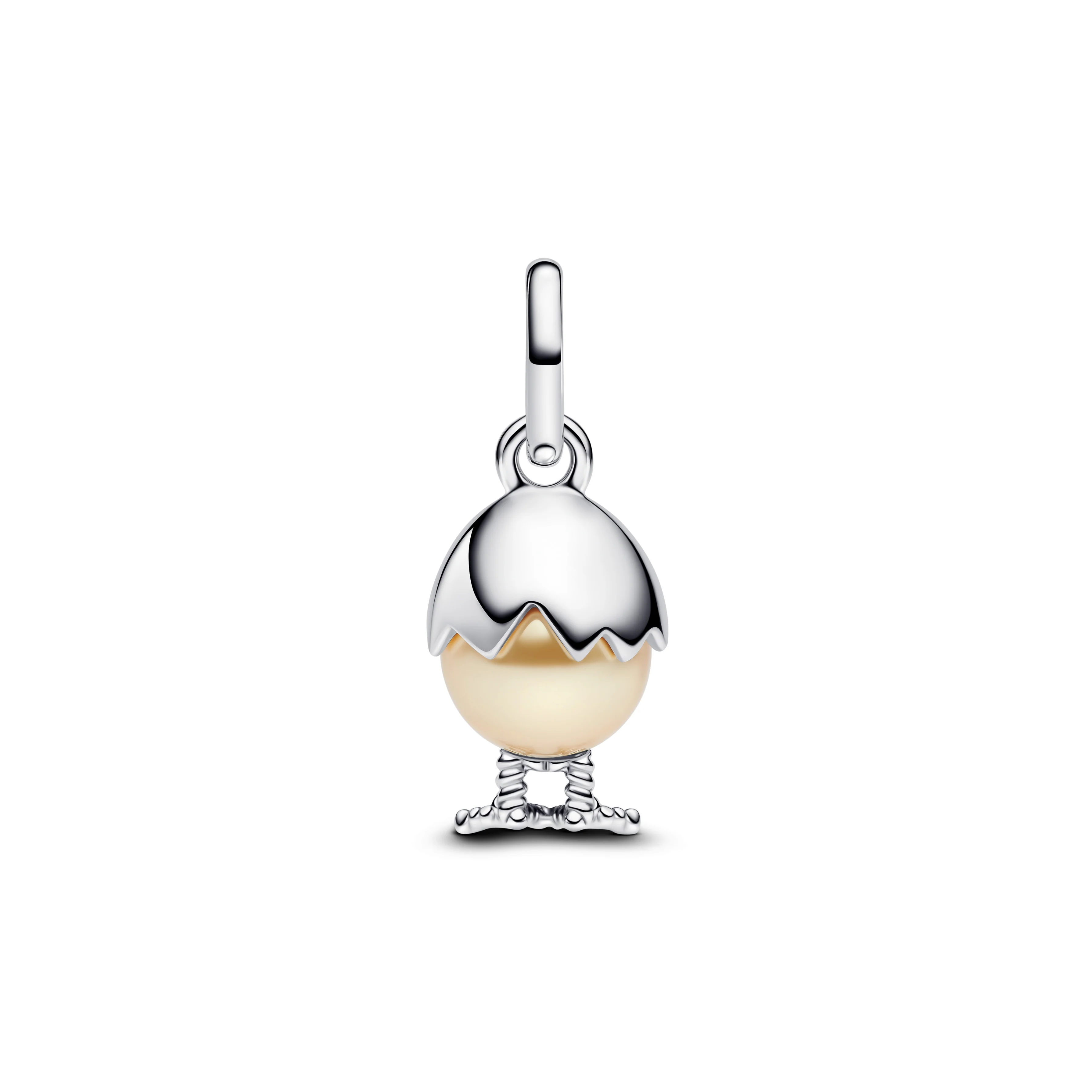 Easter Egg Sterling Silver Dangle With Golden Lacquered Artificial Pearl - Image 3