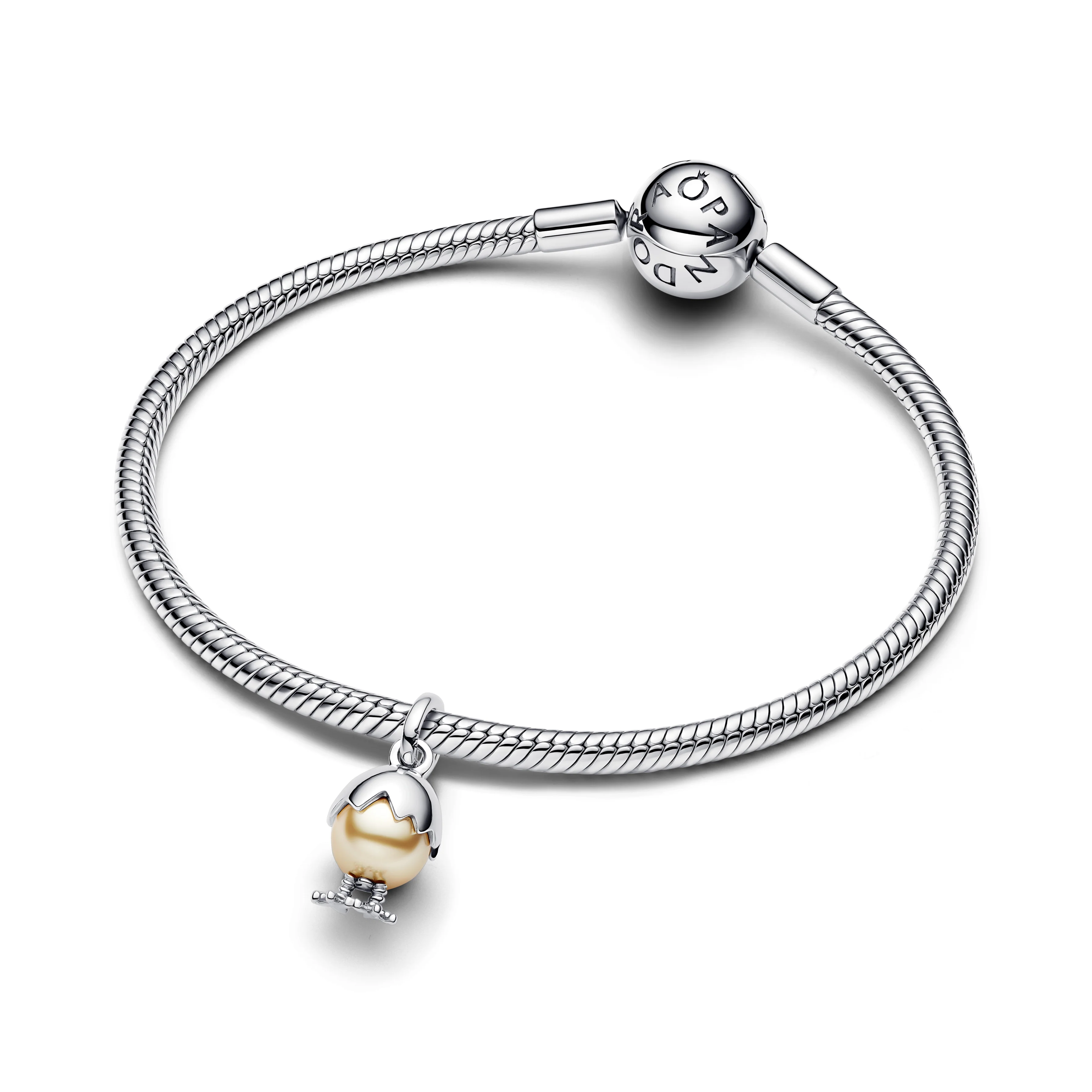Easter Egg Sterling Silver Dangle With Golden Lacquered Artificial Pearl - Image 4