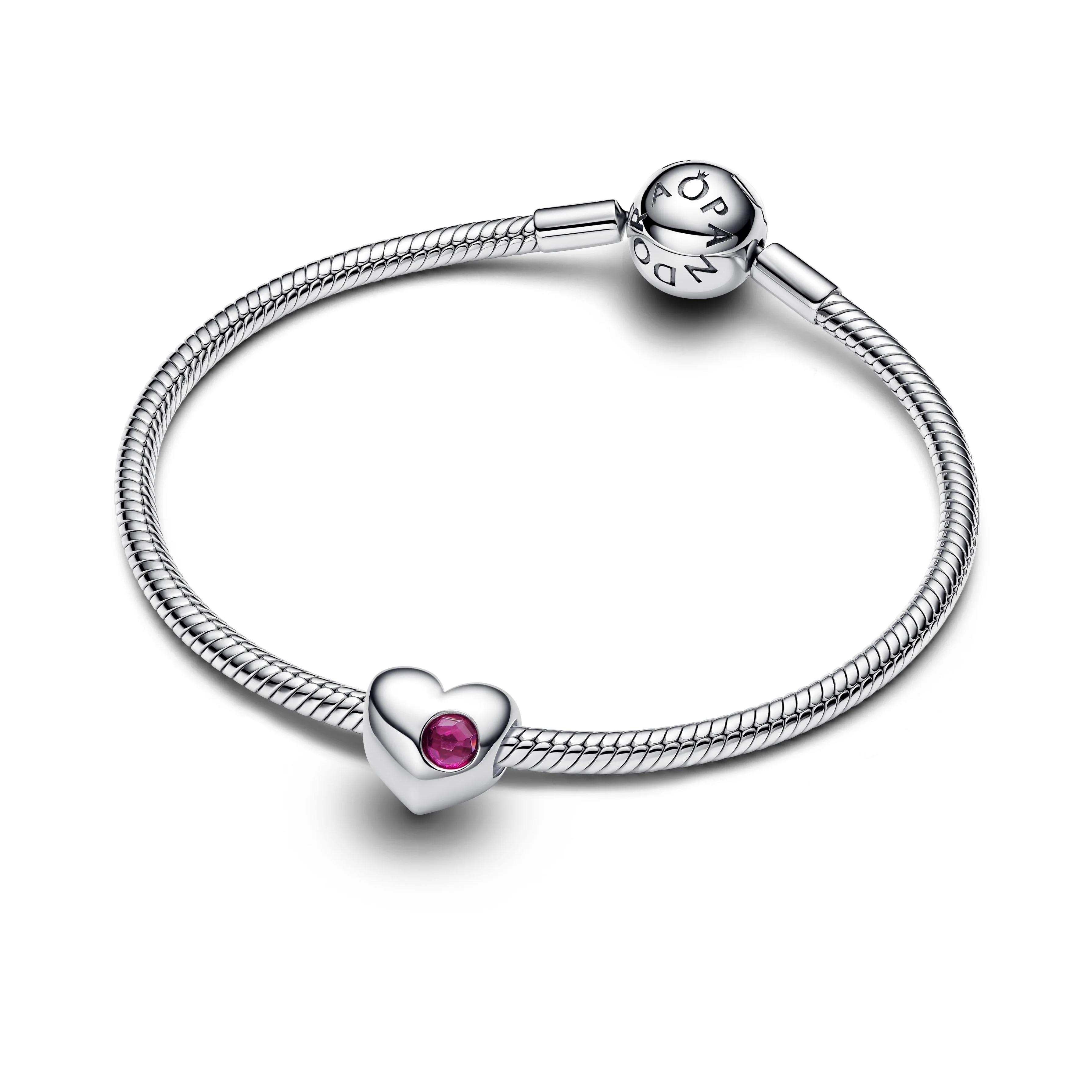 Engravable Heart Sterling Silver Charm With True Red Crystal - Image 3