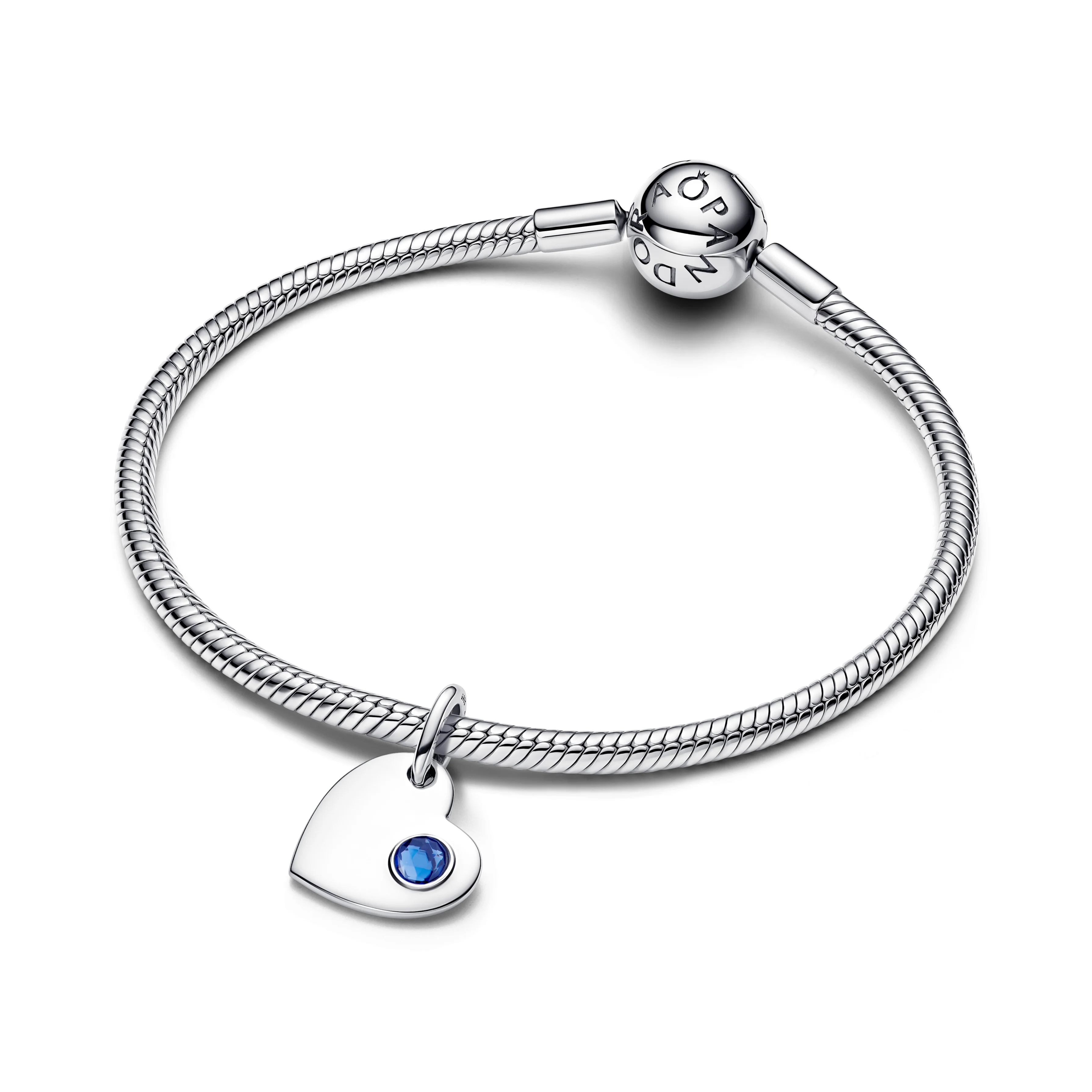 Engravable Heart Sterling Silver Dangle With Princess Blue Crystal - Image 3
