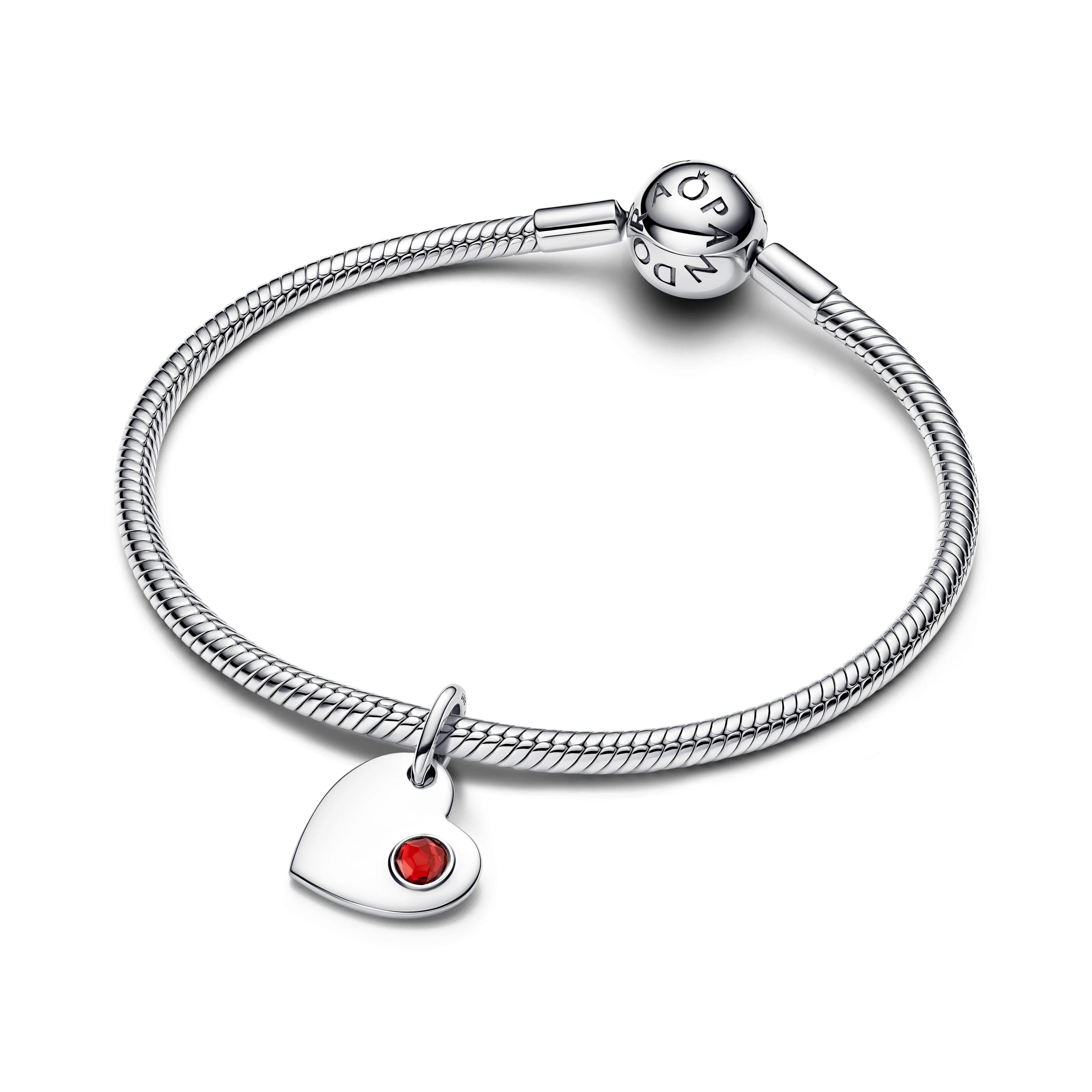 Engravable Heart Sterling Silver Dangle With Salsa Red Crystal - Image 3