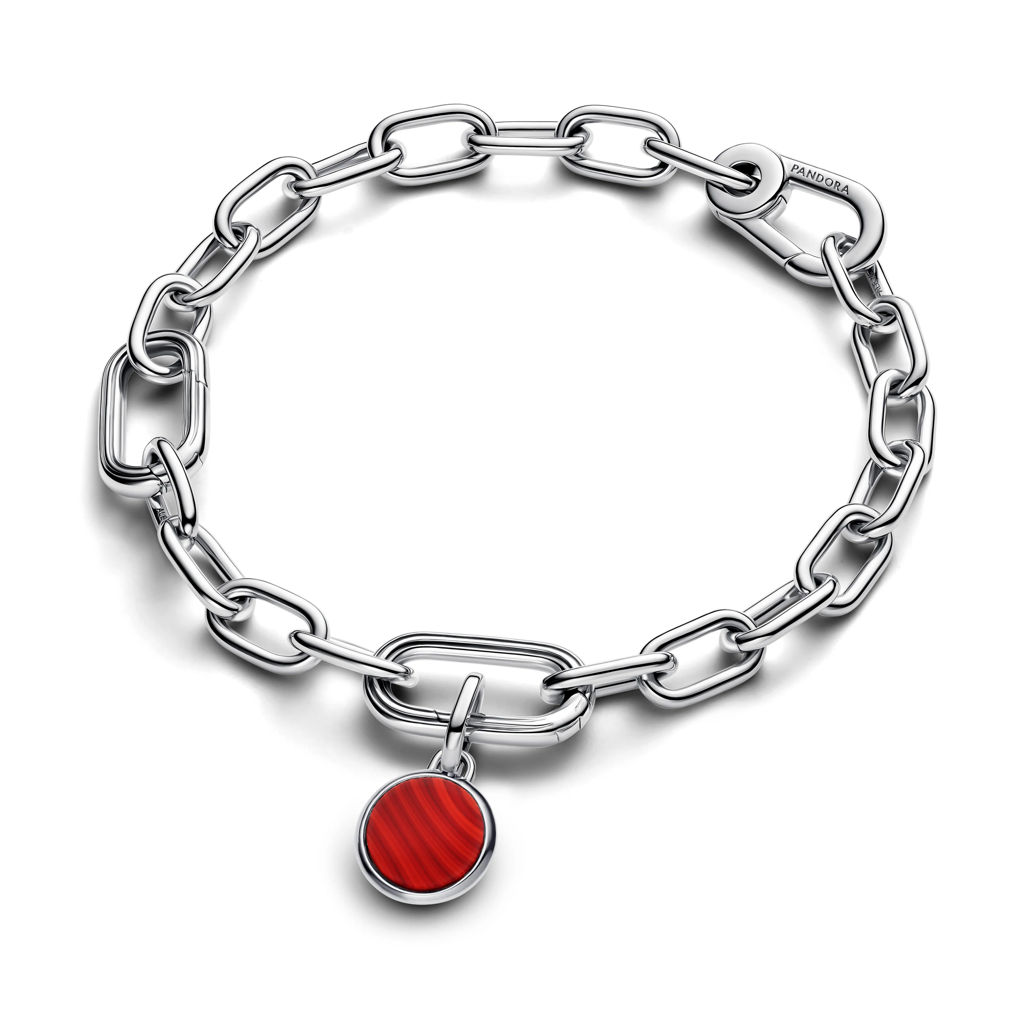 Engravable Round Sterling Silver Mini Medallion With Red Murano Glass - Image 4