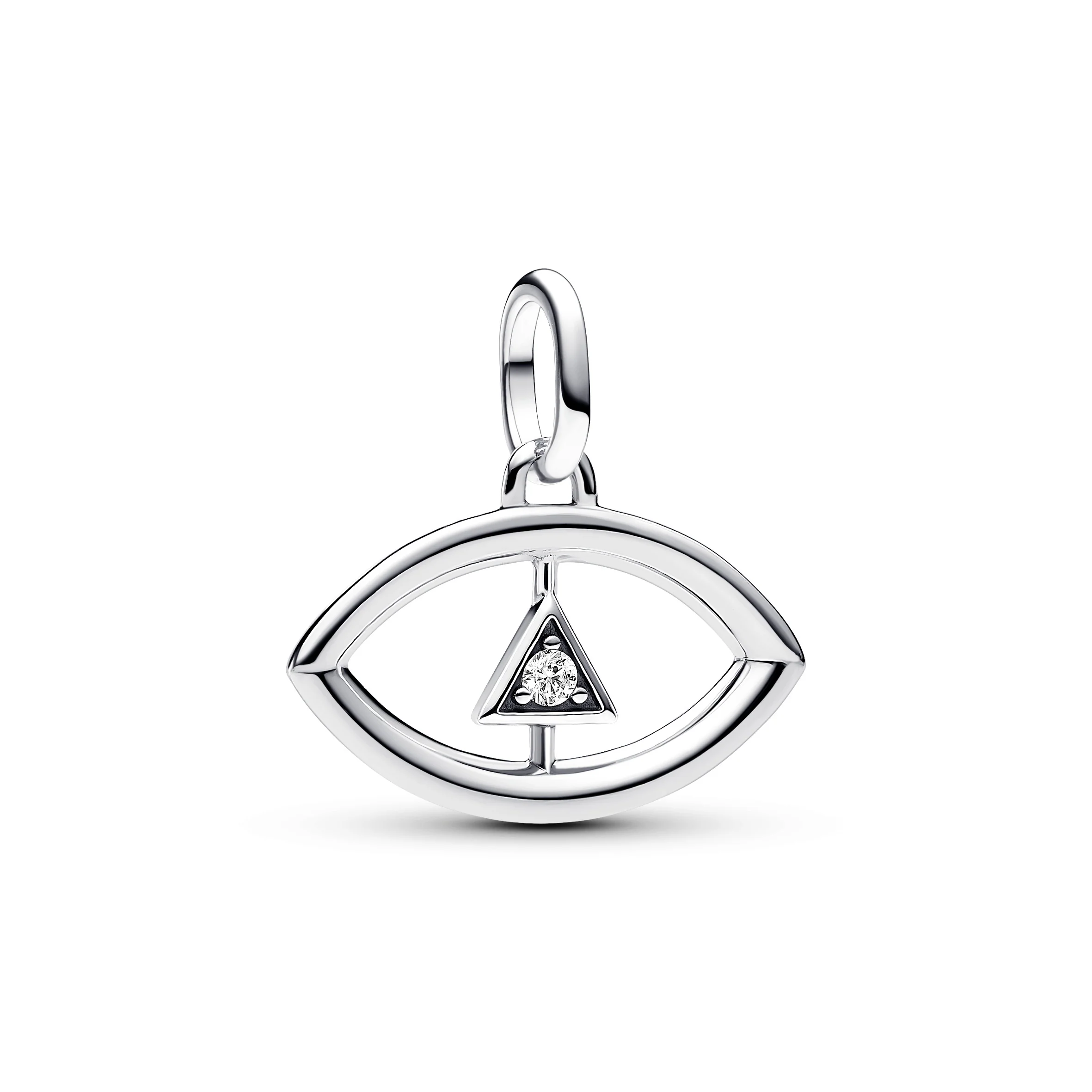 Eye Sterling Silver Medallion With Clear Cubic Zirconia