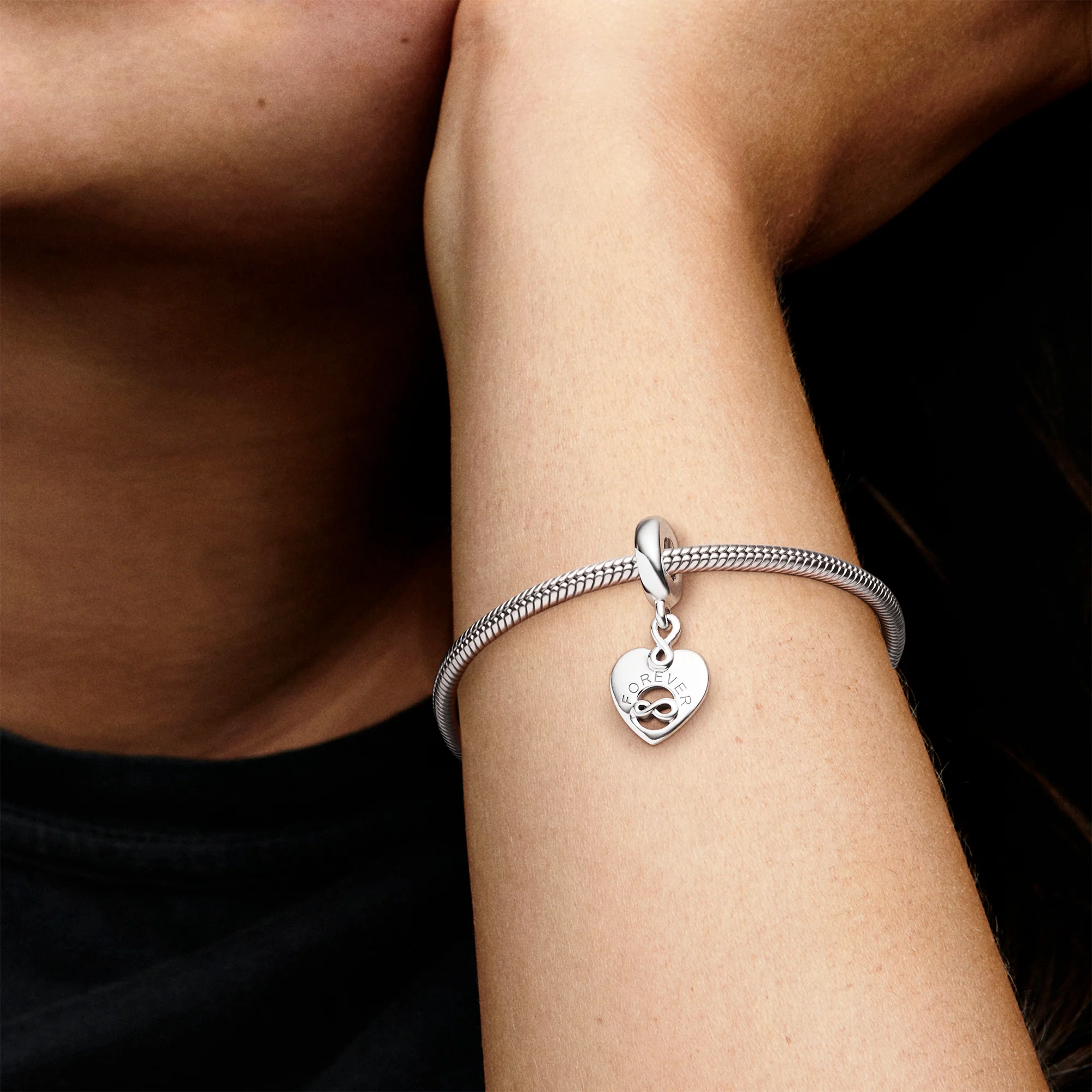 Friends And Infinity Heart Sterling Silver Dangle With Clear Cubic Zirconia - Image 3