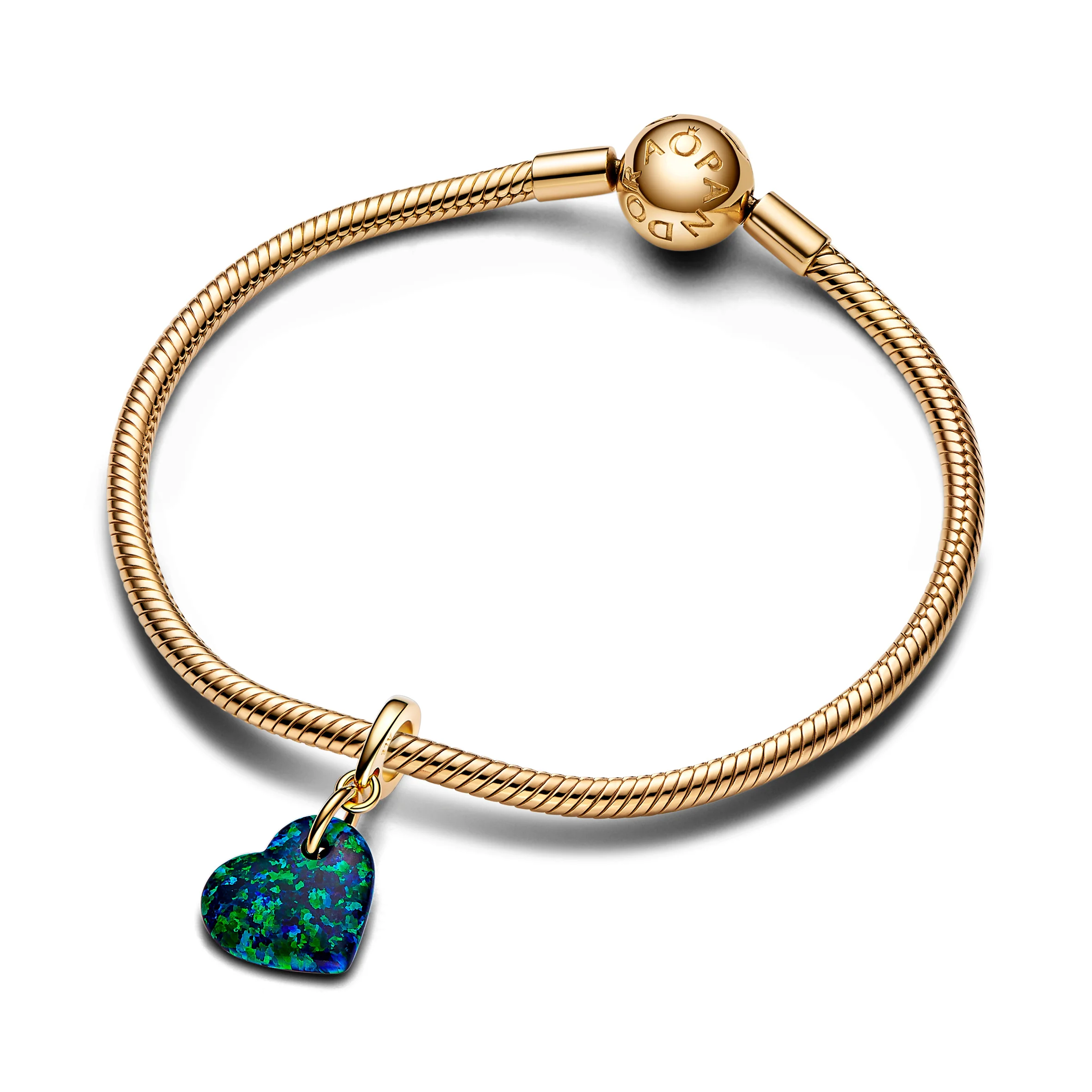 Heart 14K Gold-Plated Dangle With Green Blue Lab-Created Opal - Image 5