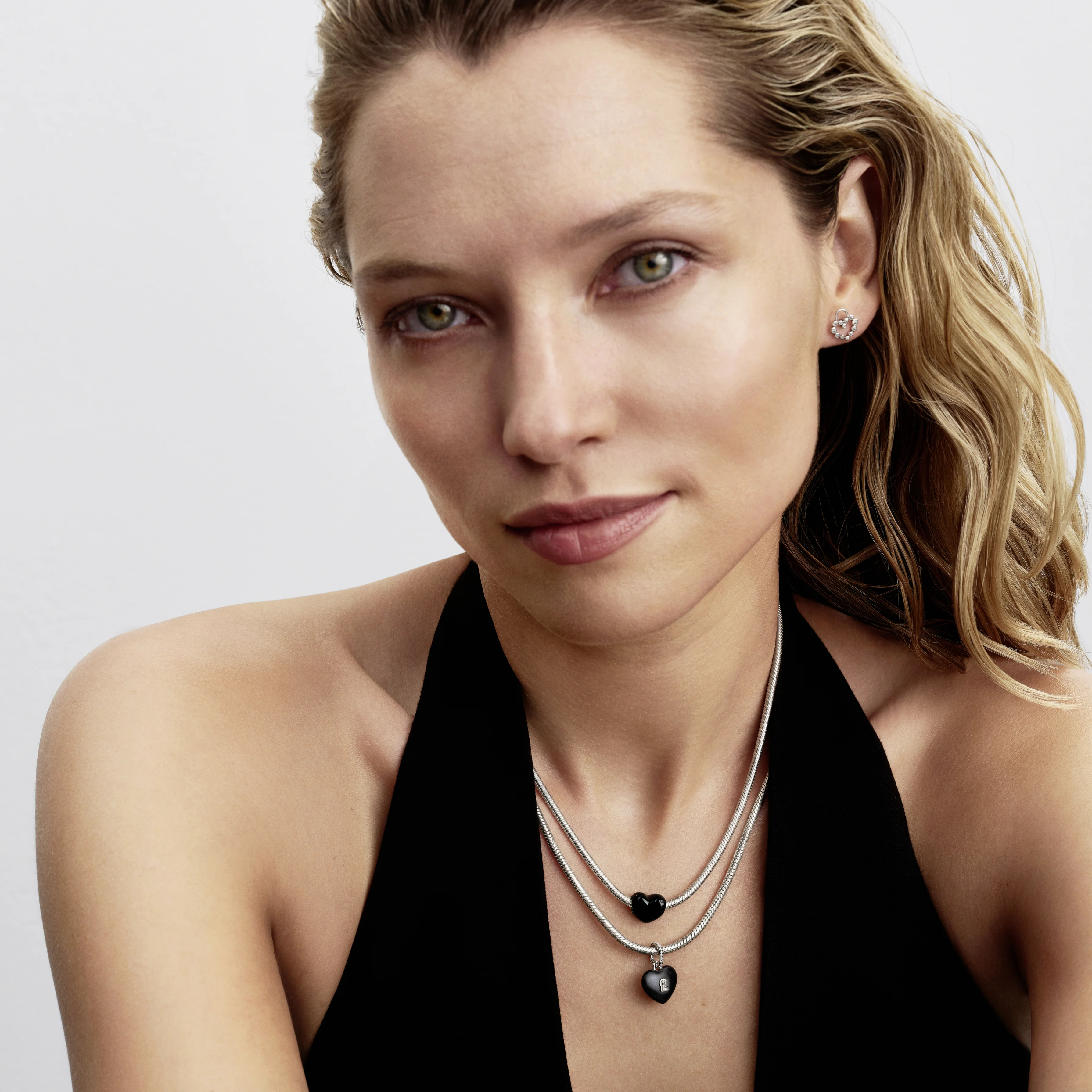 Heart Padlock Sterling Silver Dangle With Black Ceramic And Clear Cubic Zirconia - Image 3