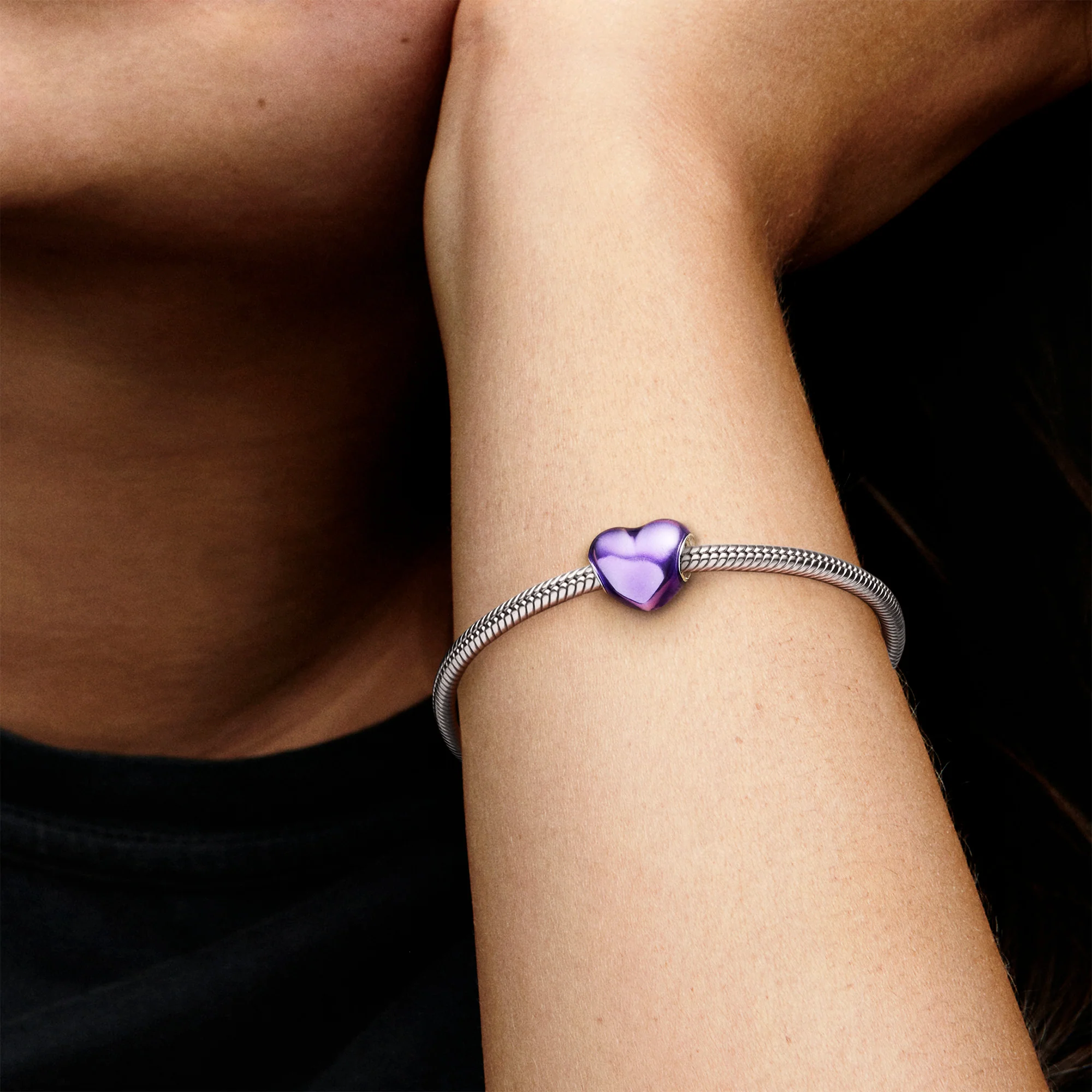 Heart Sterling Silver Charm With Purple Enamel - Image 6