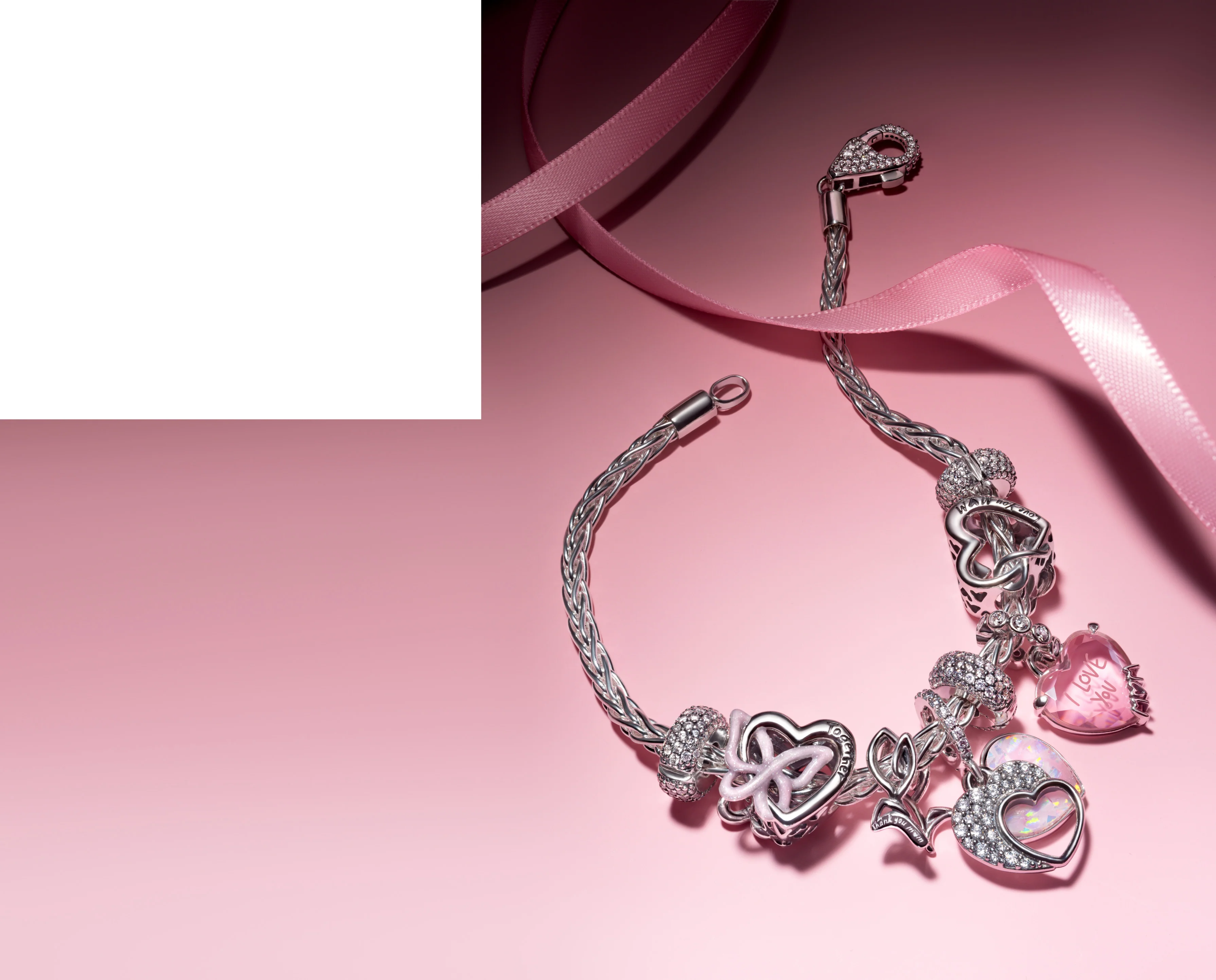 Heart Sterling Silver Double Dangle With Clear Cubic Zirconia And Pink Mosaic Lab-Created Opal And Resin - Image 5