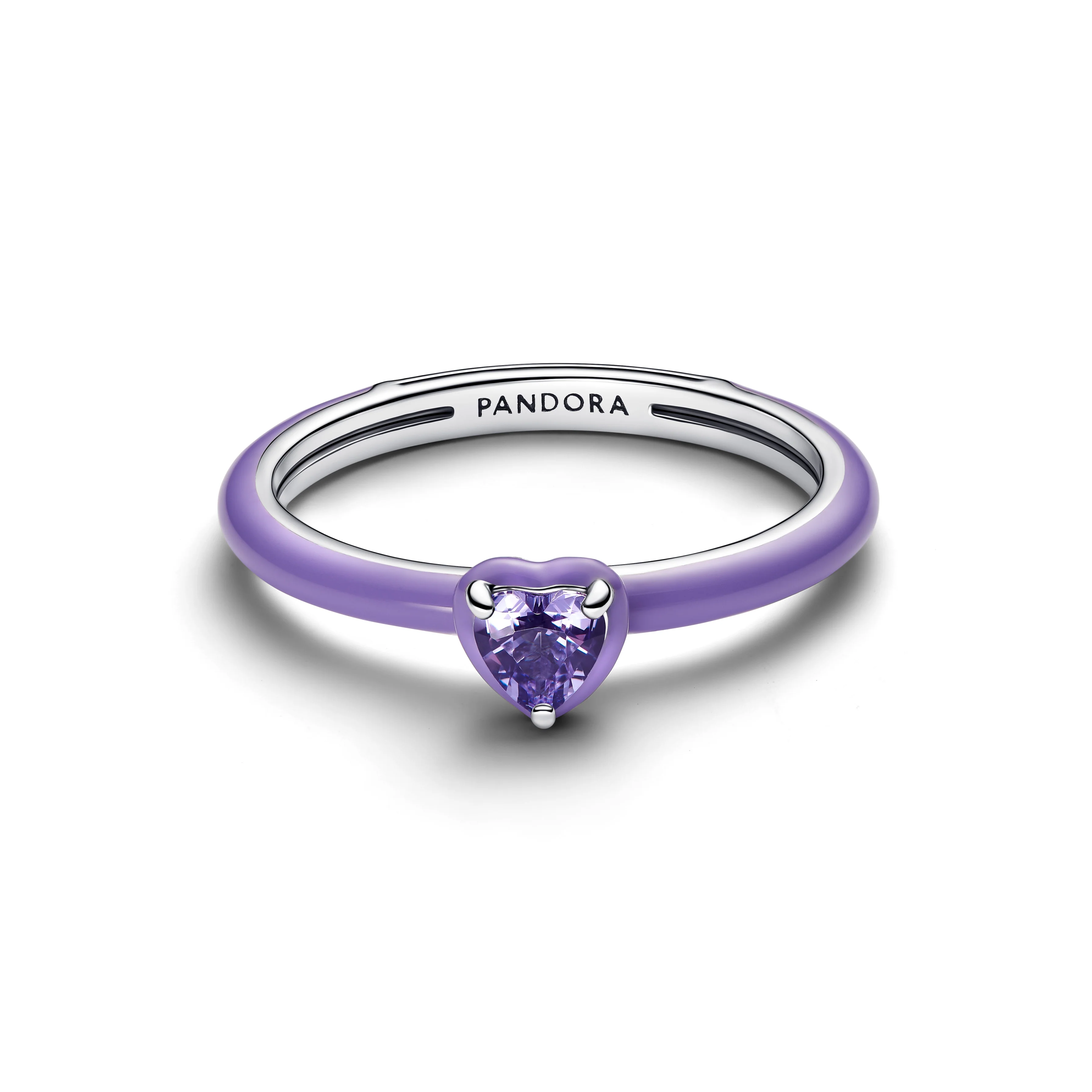 Heart Sterling Silver Ring With Royal Purple Crystal And Purple Enamel - Image 3