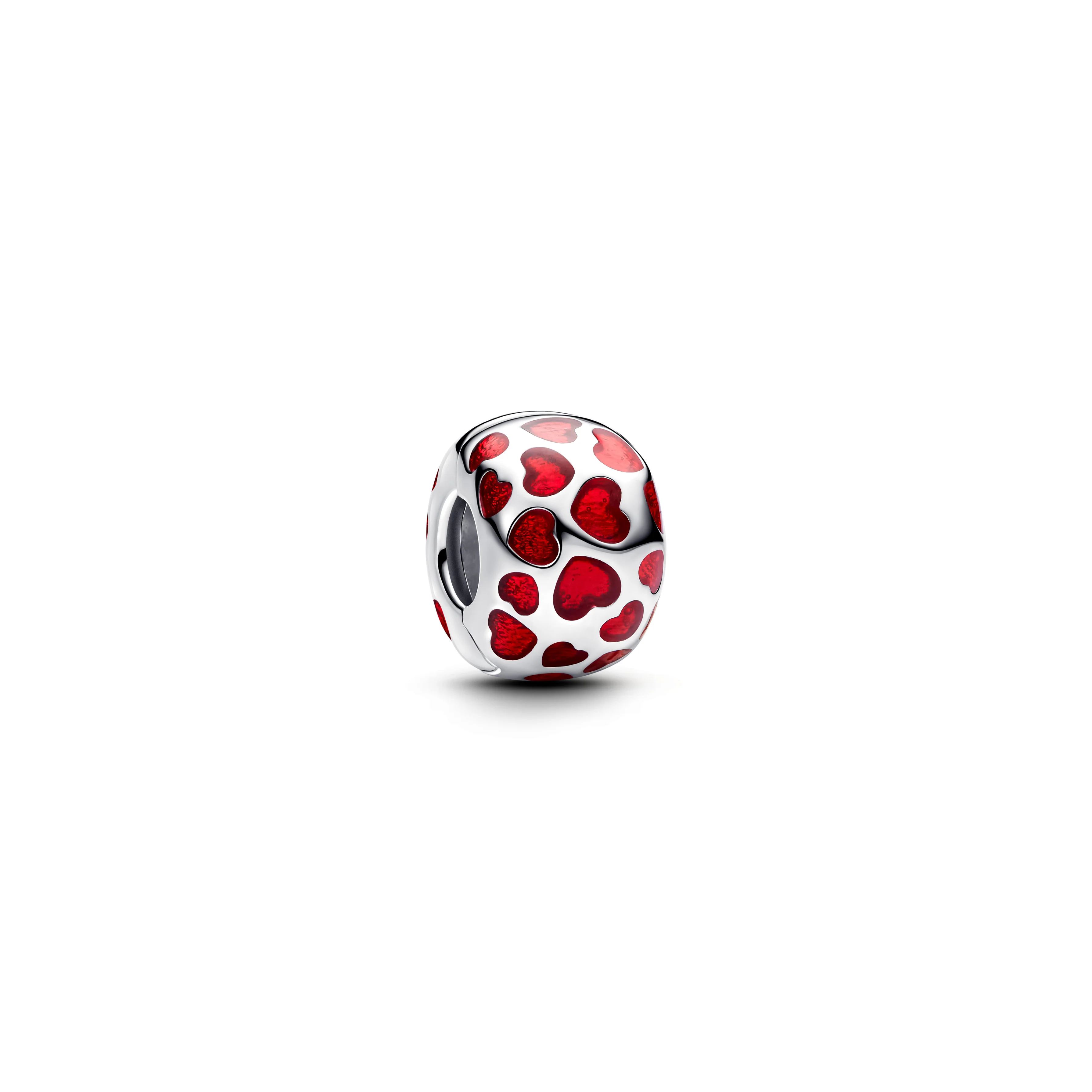 Hearts Sterling Silver Clip With Transparent Red Enamel - Image 4