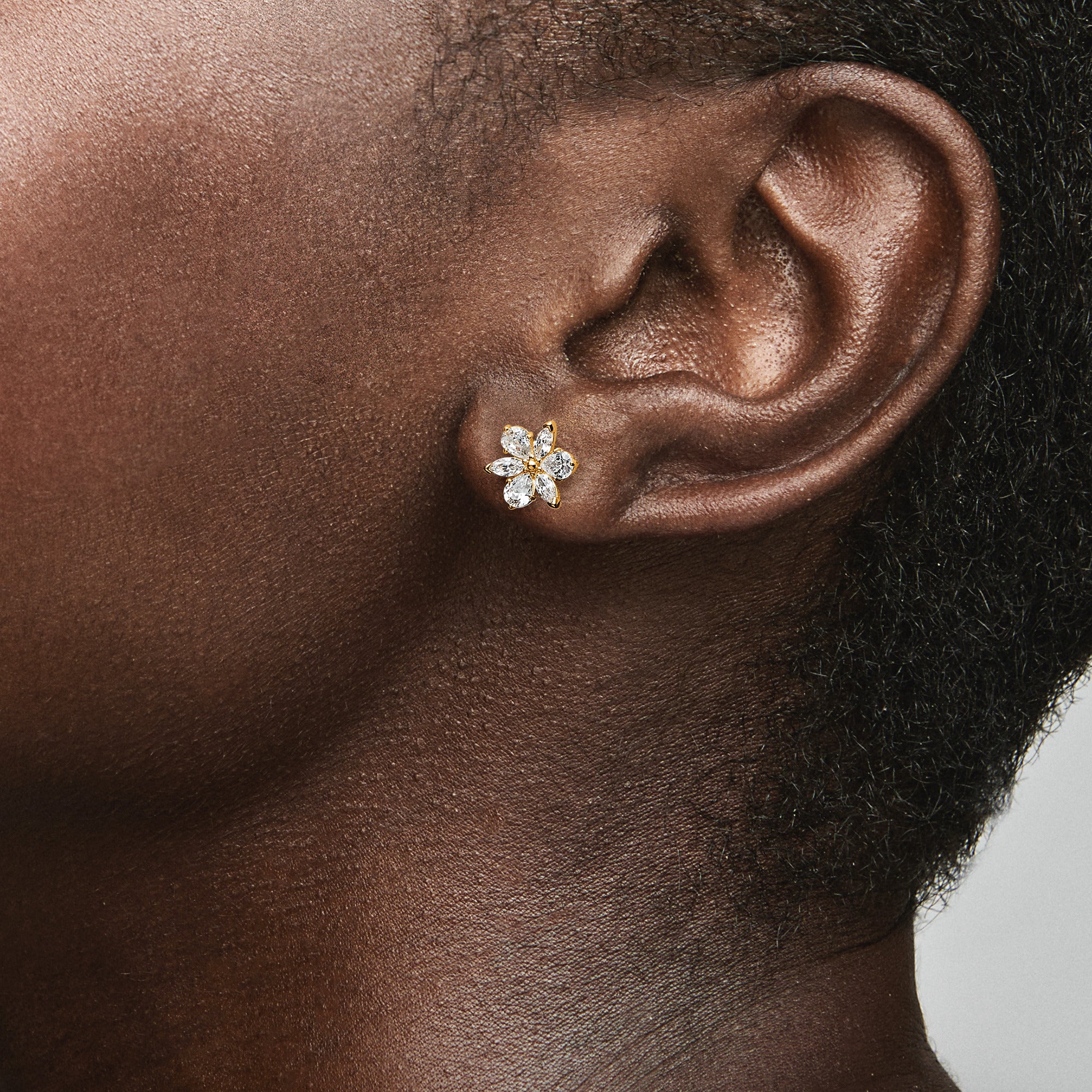 Herbarium Cluster 14K Gold-Plated Stud Earrings With Clear Cubic Zirconia - Image 2