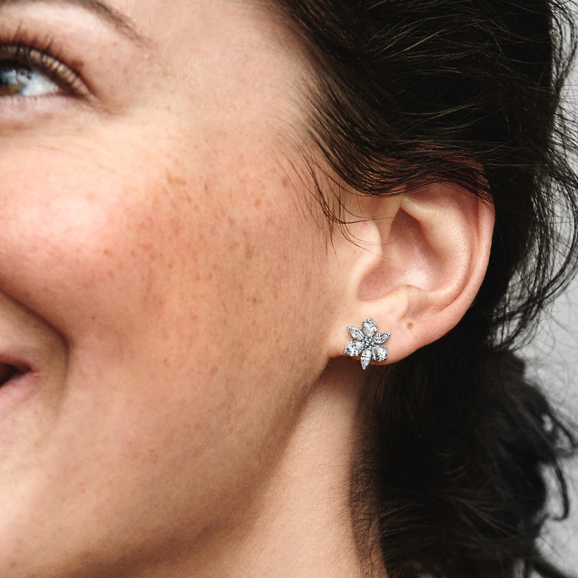Herbarium Cluster Sterling Silver Stud Earrings With Clear Cubic Zirconia - Image 3