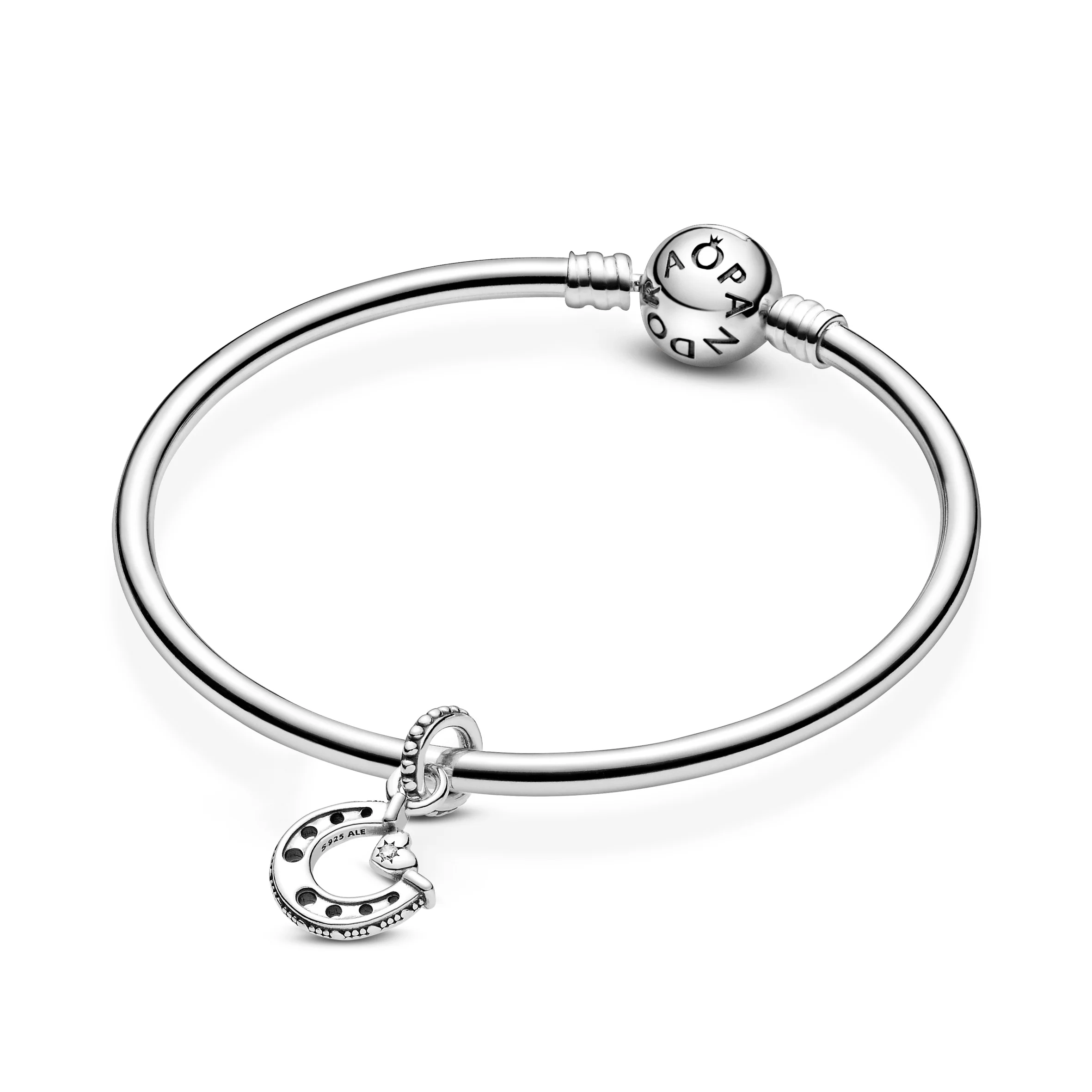 Horseshoe And Heart Sterling Silver Dangle With Clear Cubic Zirconia - Image 7