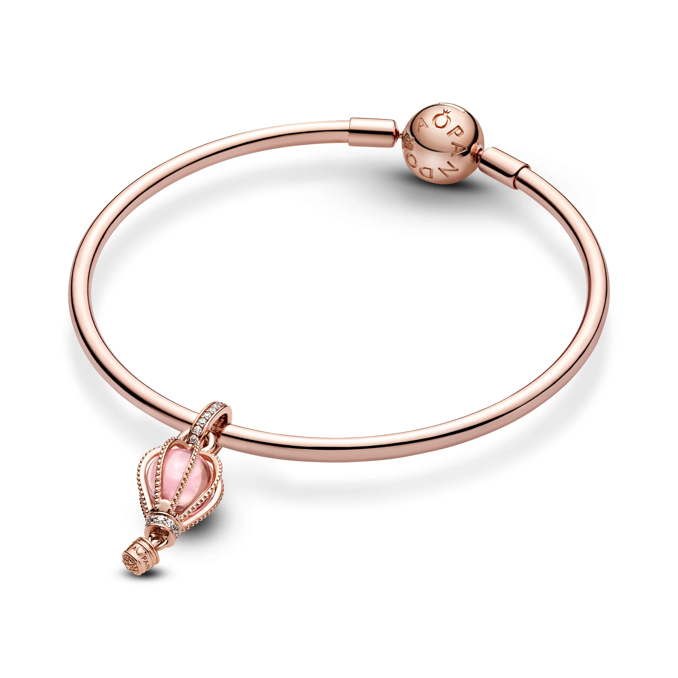 Hot Air Ballon 14K Rose Gold-Plated Dangle With Fairy Tale Pink Crystal And Clear Cubic Zirconia - Image 3