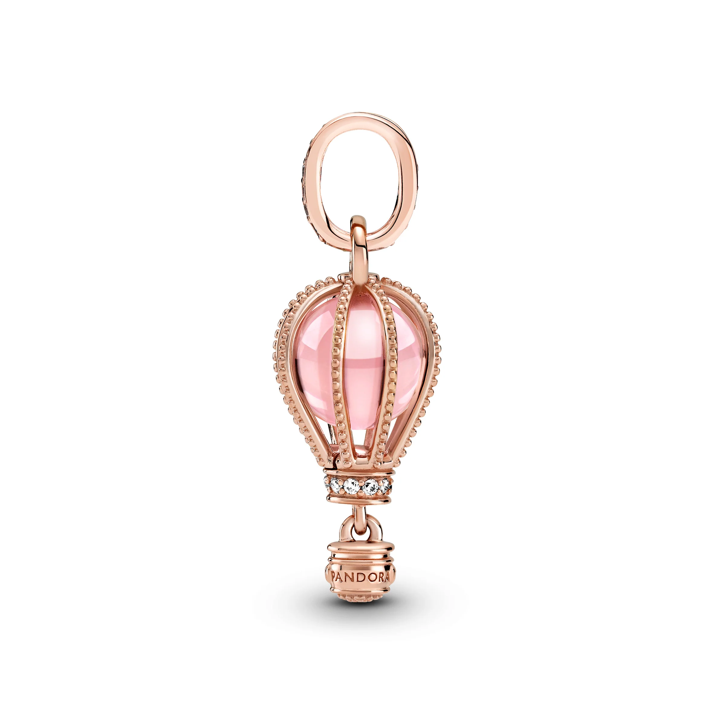 Hot Air Ballon 14K Rose Gold-Plated Dangle With Fairy Tale Pink Crystal And Clear Cubic Zirconia - Image 4