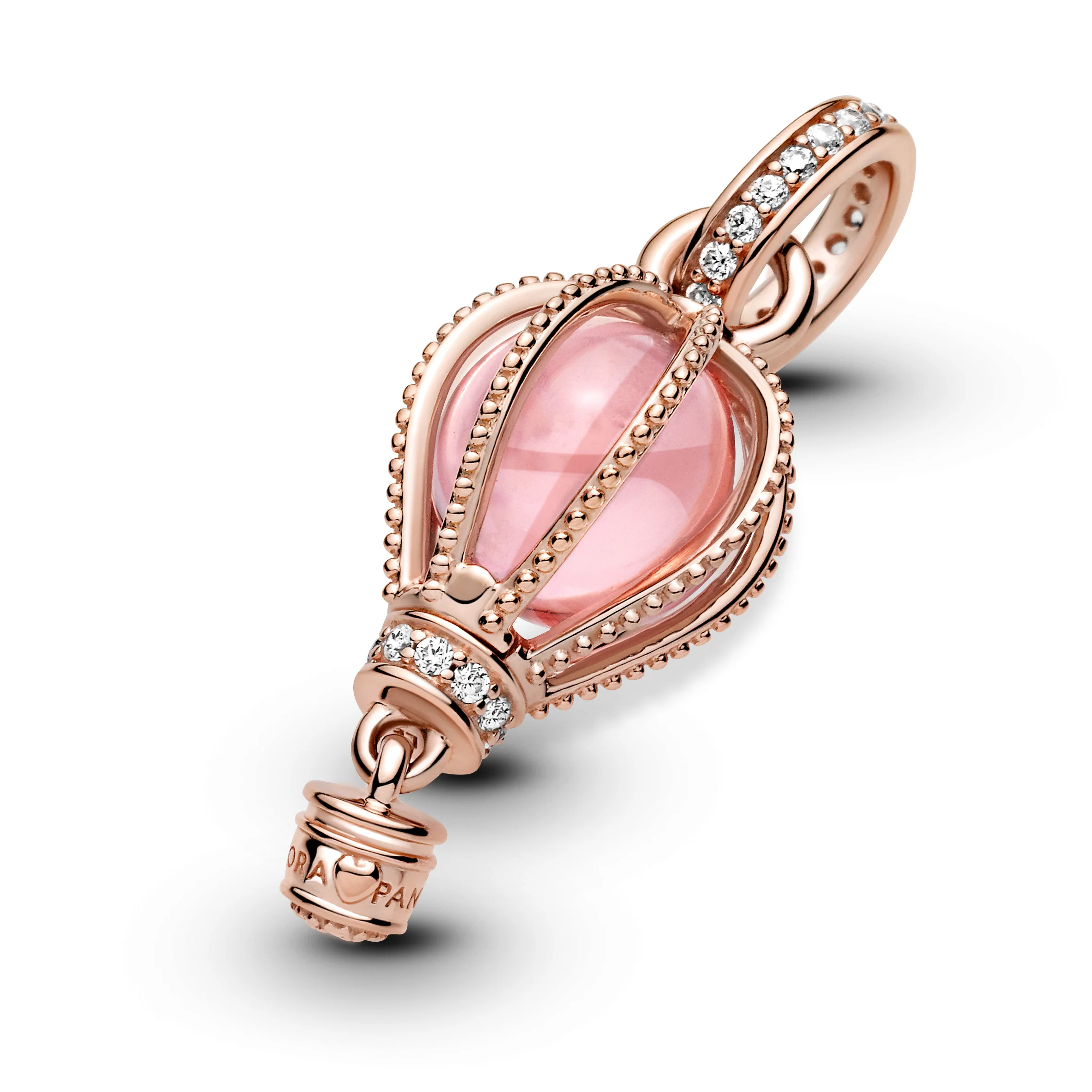 Hot Air Ballon 14K Rose Gold-Plated Dangle With Fairy Tale Pink Crystal And Clear Cubic Zirconia - Image 5