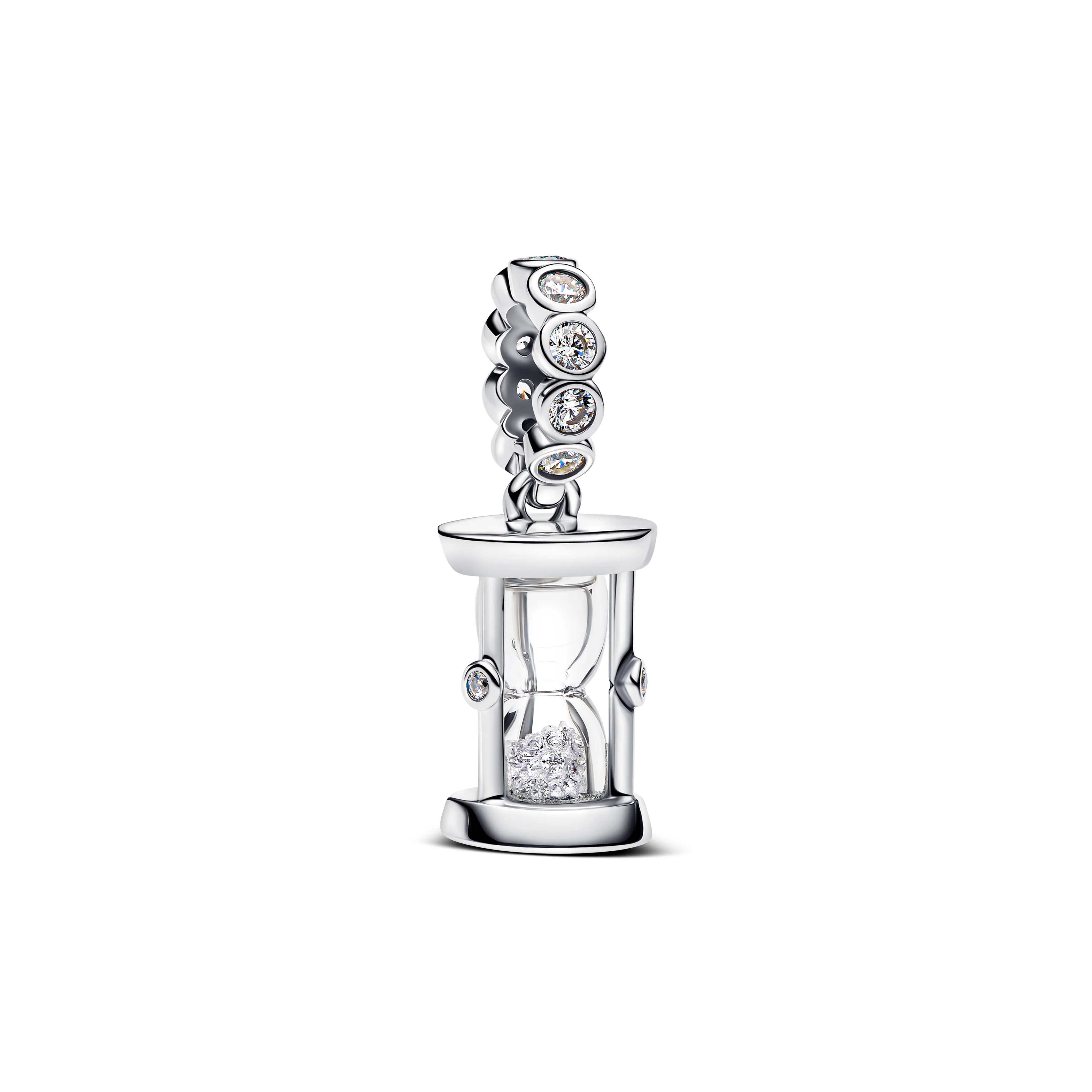 Hourglass Sterling Silver Dangle With Clear Cubic Zirconia And Glass - Image 2