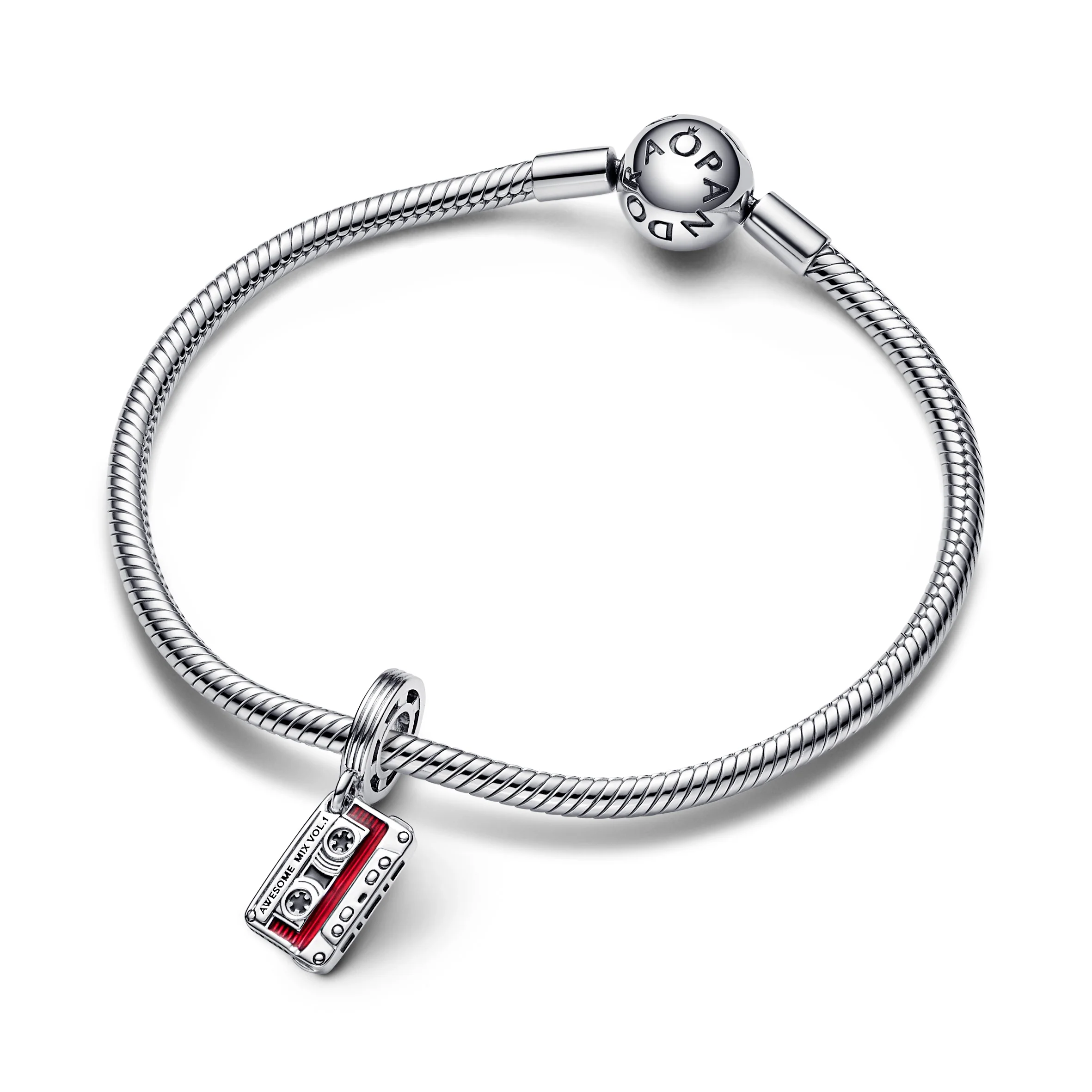 Marvel Cassette Tape Sterling Silver Dangle With Black And Transparent Red Enamel - Image 4