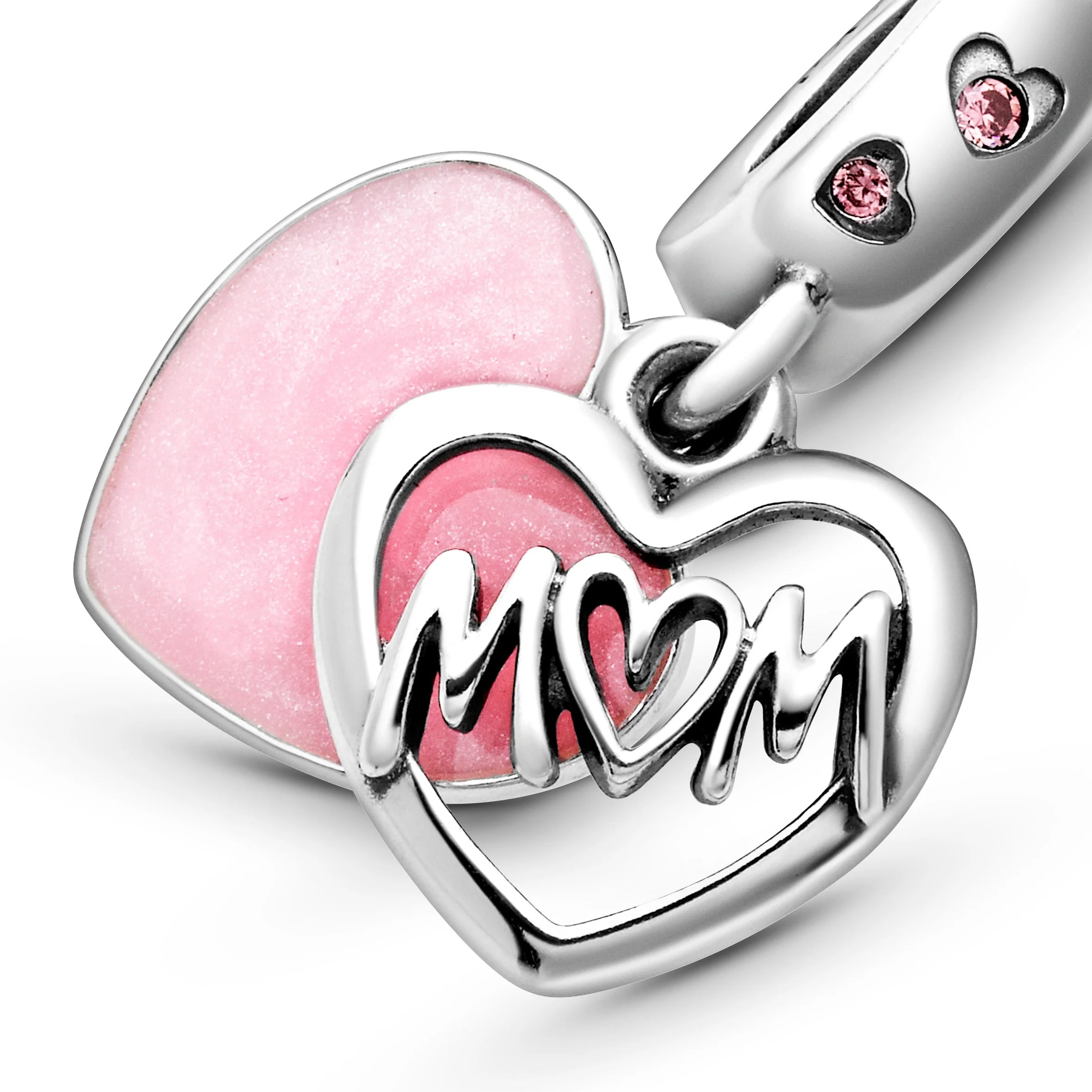 Mum Sterling Silver Dangle With Fancy Fairy Tale Pink Cubic Zirconia And Shaded Pink Enamel - Image 6