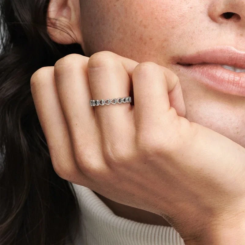 Openwork Heart Silver Ring - Image 3