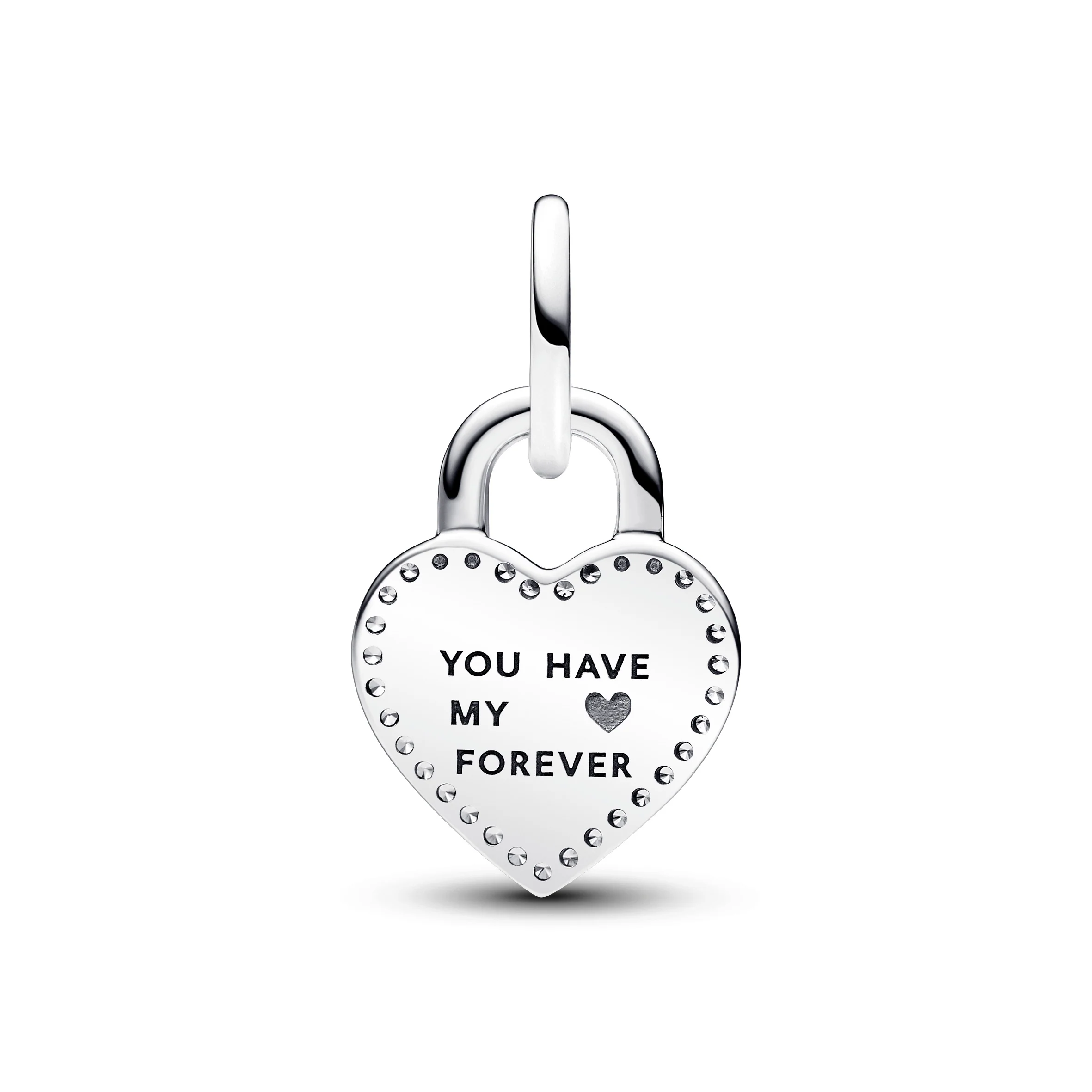 Padlock Heart Sterling Silver And 14K Rose Gold-Plated Dangle With Clear Cubic Zirconia - Image 4