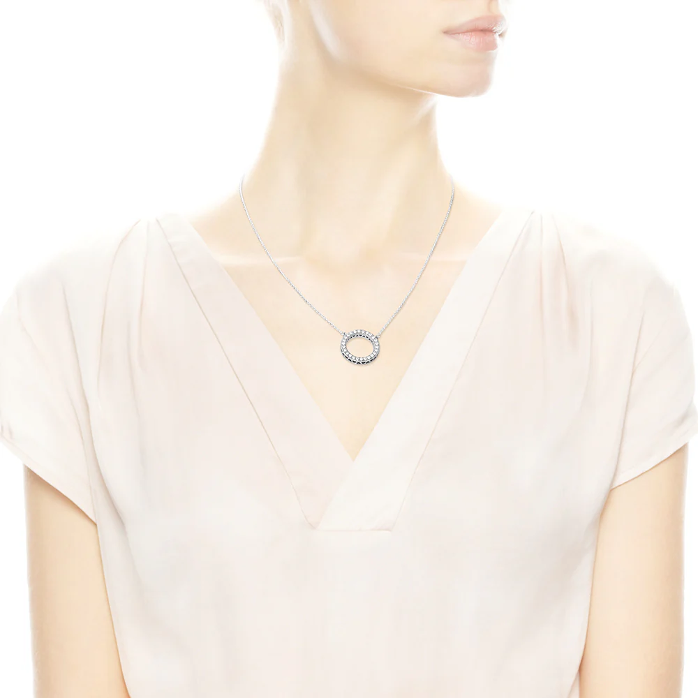 Pandora Logo Reversible Silver Collier With Clear Cubic Zirconia - Image 4