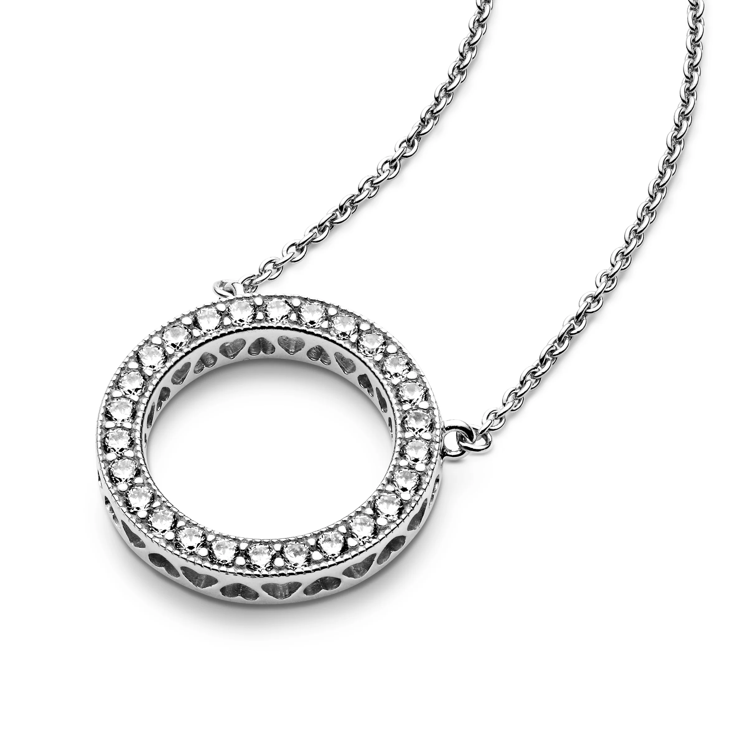 Pandora Logo Reversible Silver Collier With Clear Cubic Zirconia - Image 5
